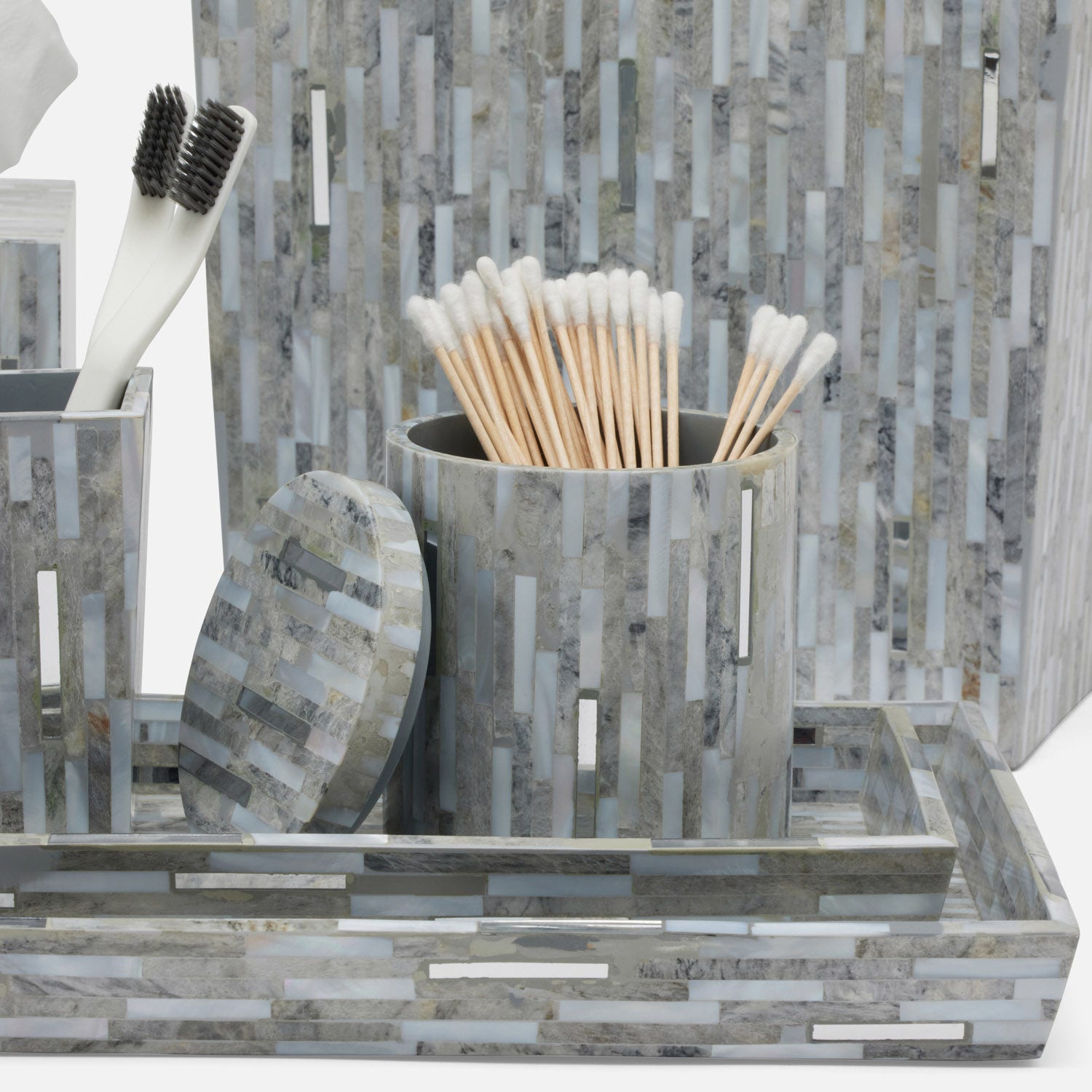 Cortona, Gray, Silver Mix W/ Shell, Canister, Round