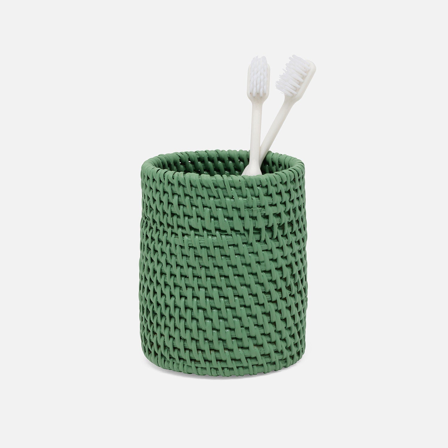 Dalton, Moss Green, Brush Holder, Round, Rattan