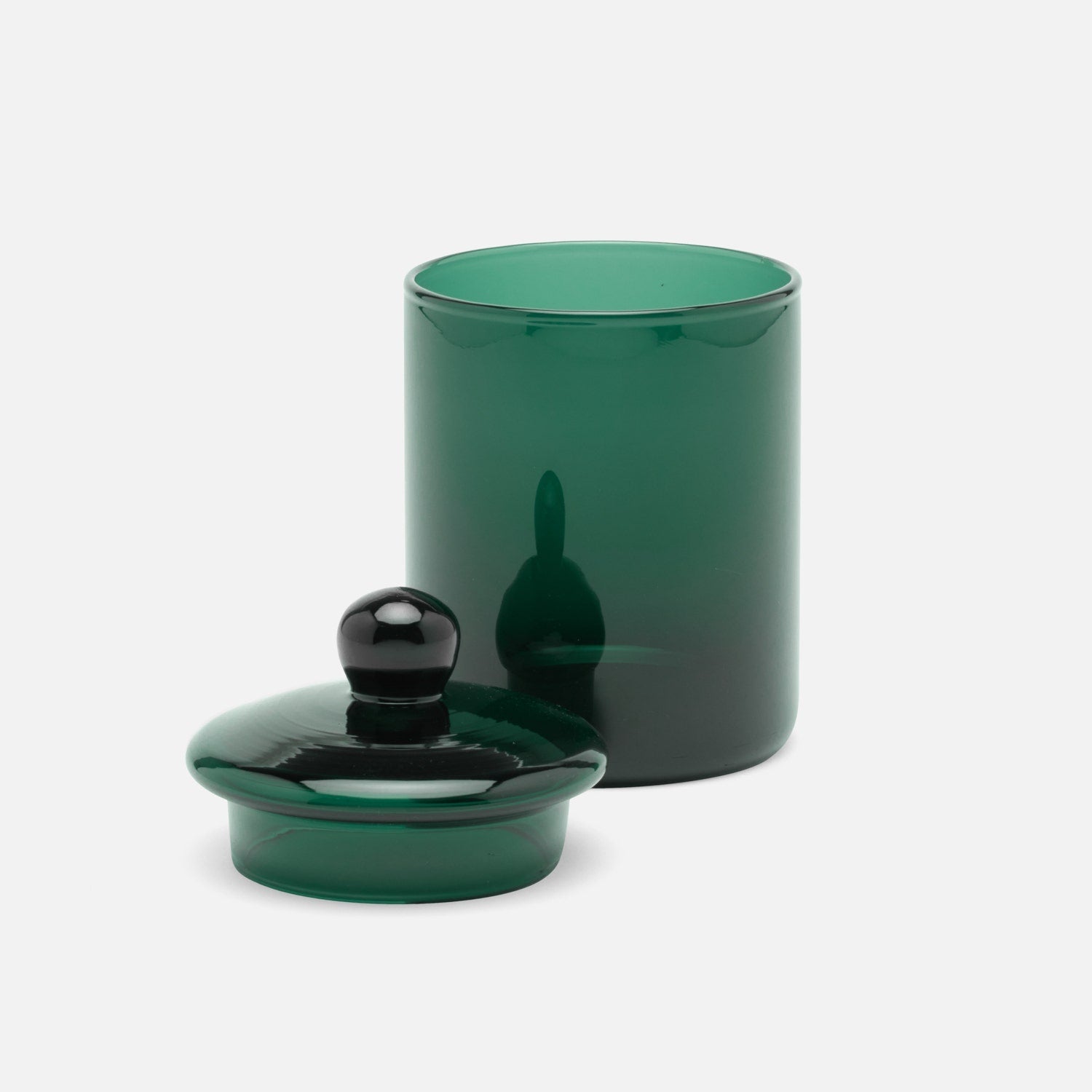 Darby, Smokey Green, Medium Canister, Hand Blown Glass
