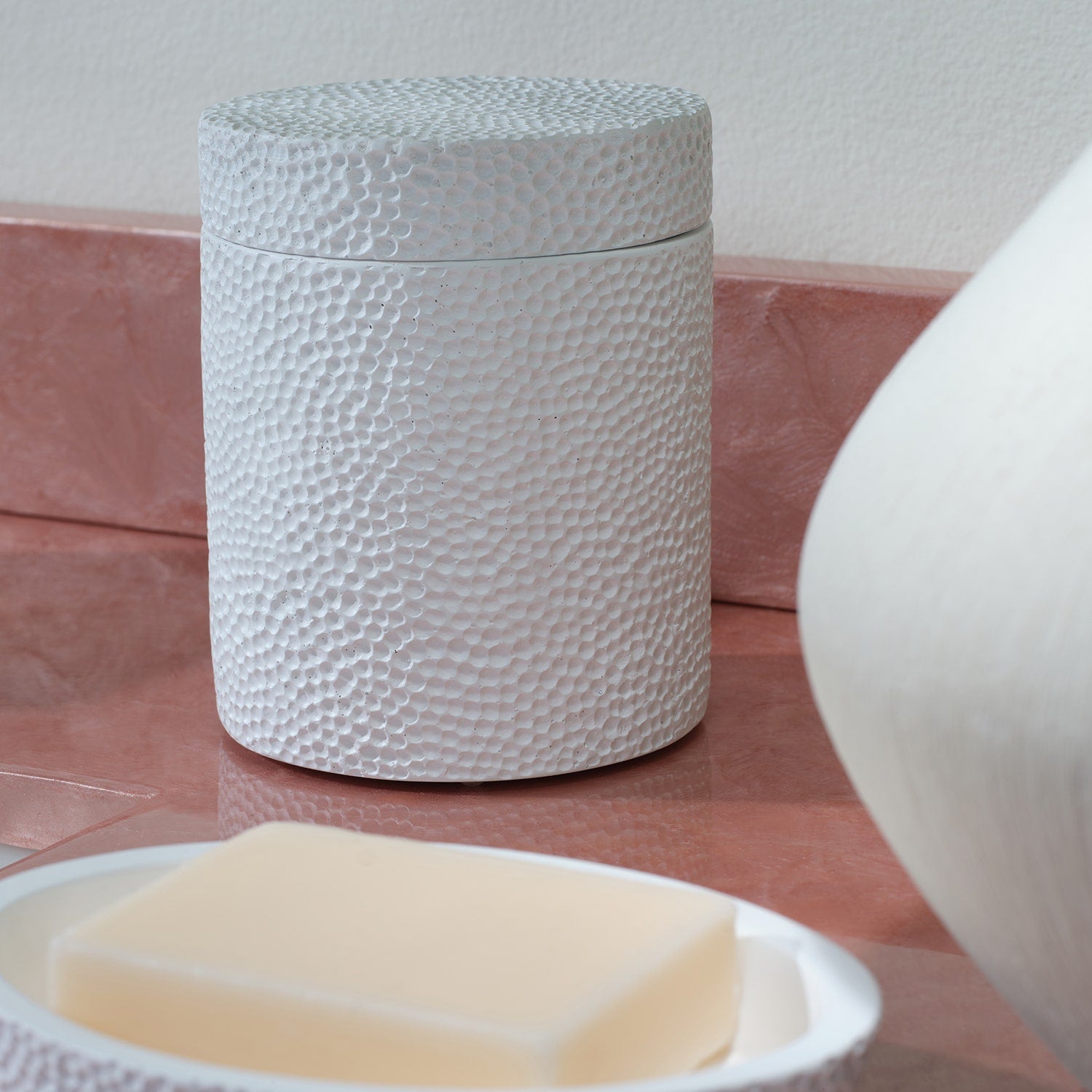 Dover, White, Canister, Round, Engraved Resin