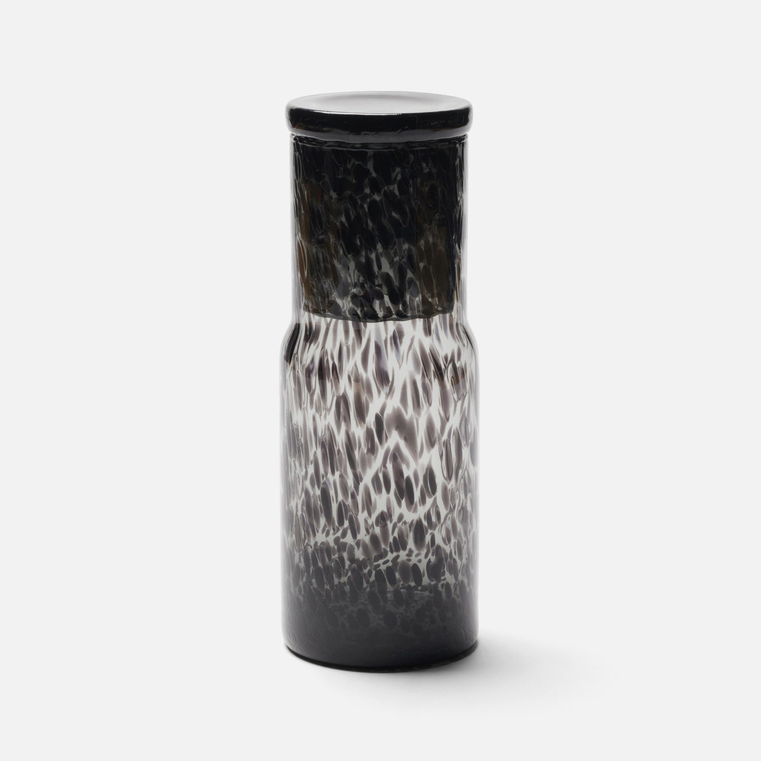 Faro, Black Leopard, Cylinder Carafe, Hand-Blown Glass