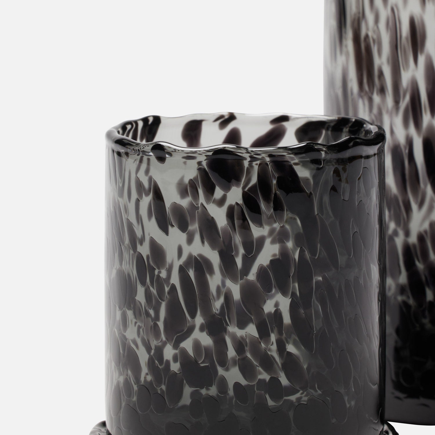 Faro, Black Leopard, Cylinder Carafe, Hand-Blown Glass