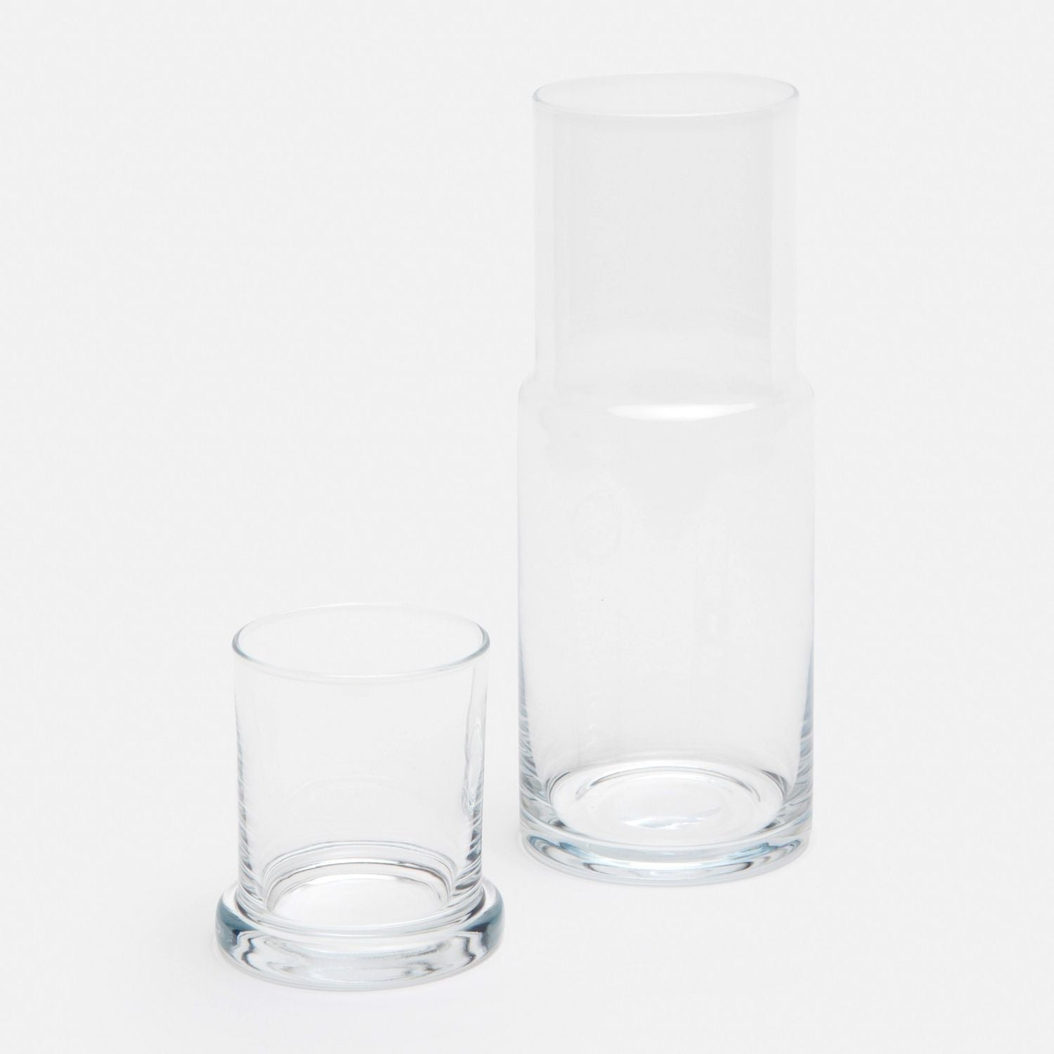 Faro, Cylinder Carafe, Clear, Hand Blown Glass