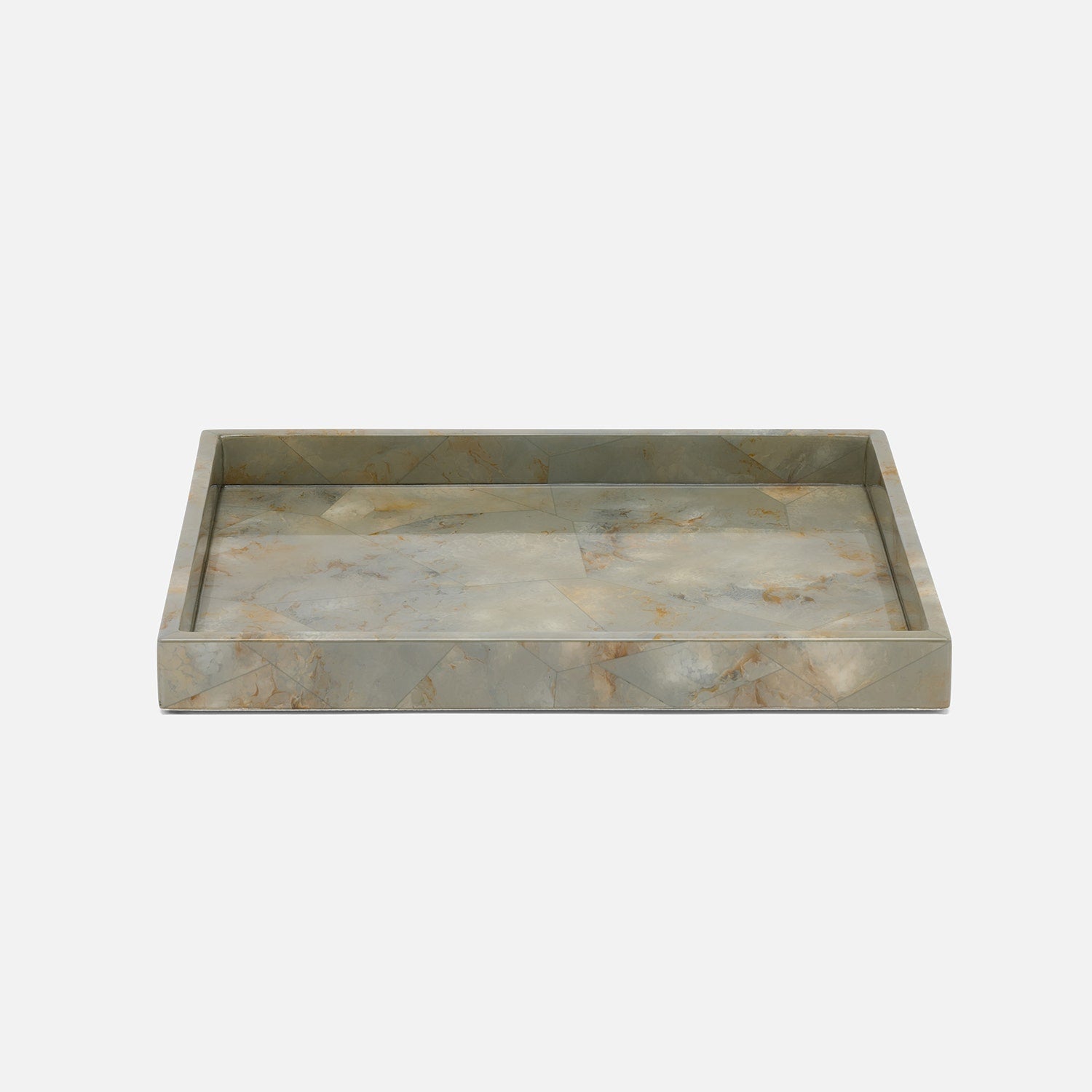 Gorman, Gray, Tray, Rectangular Straight, Large, Faux Marble Horn