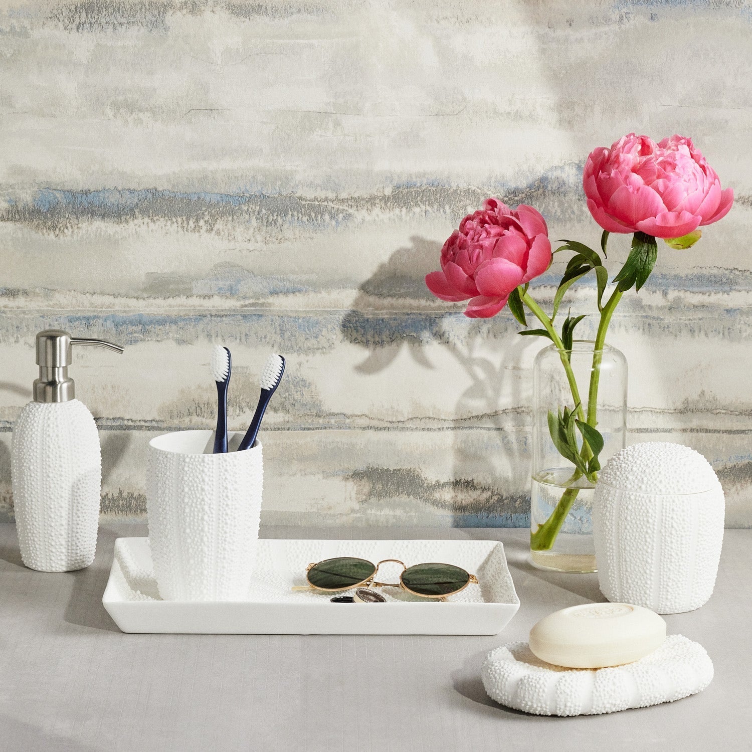 Hilo, White, Canister, Round Tapered, Porcelain Sea Urchin