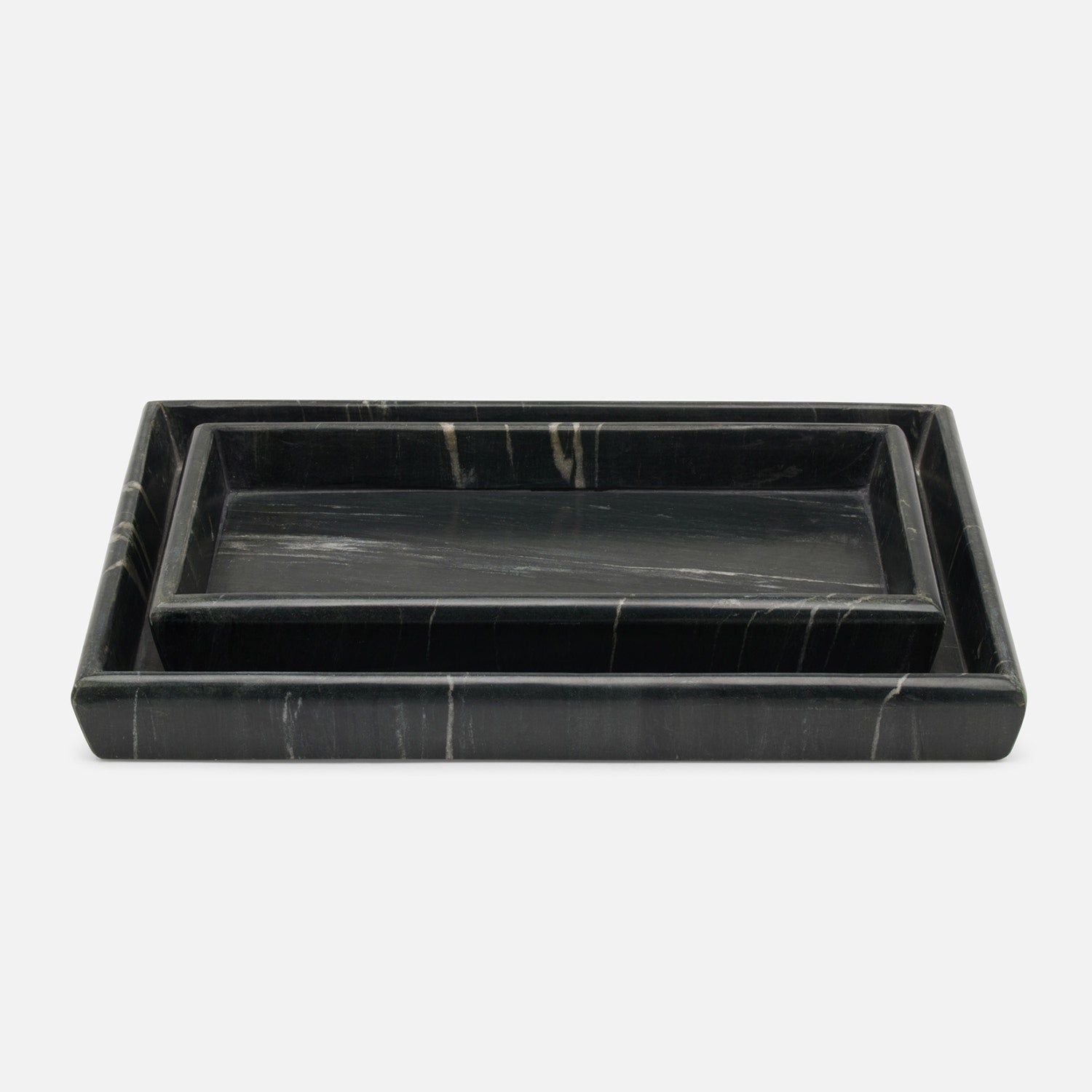 Kavala, Black ,Nested Trays, Rounded Edges, Marble S/2