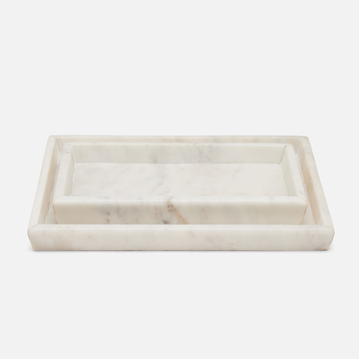 Kavala, White ,Nested Trays, Rounded Edges, Marble S/2