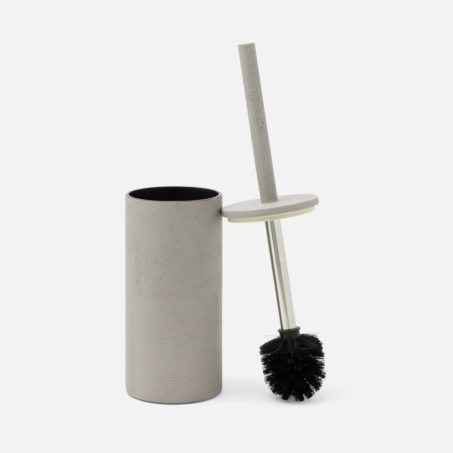 Manchester, Ash Gray, Toilet Brush Holder, Round, Realistic Faux Shagreen