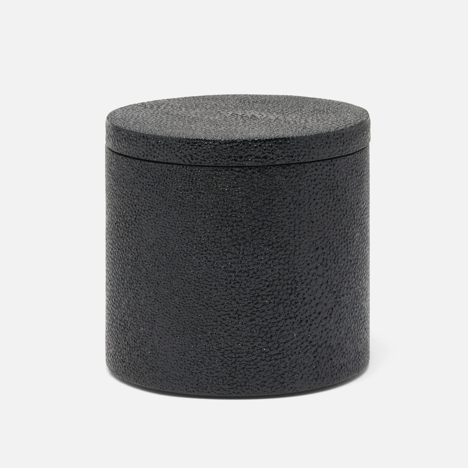 Manchester, Black, Canister, Round, Large, Realistic Faux Shagreen