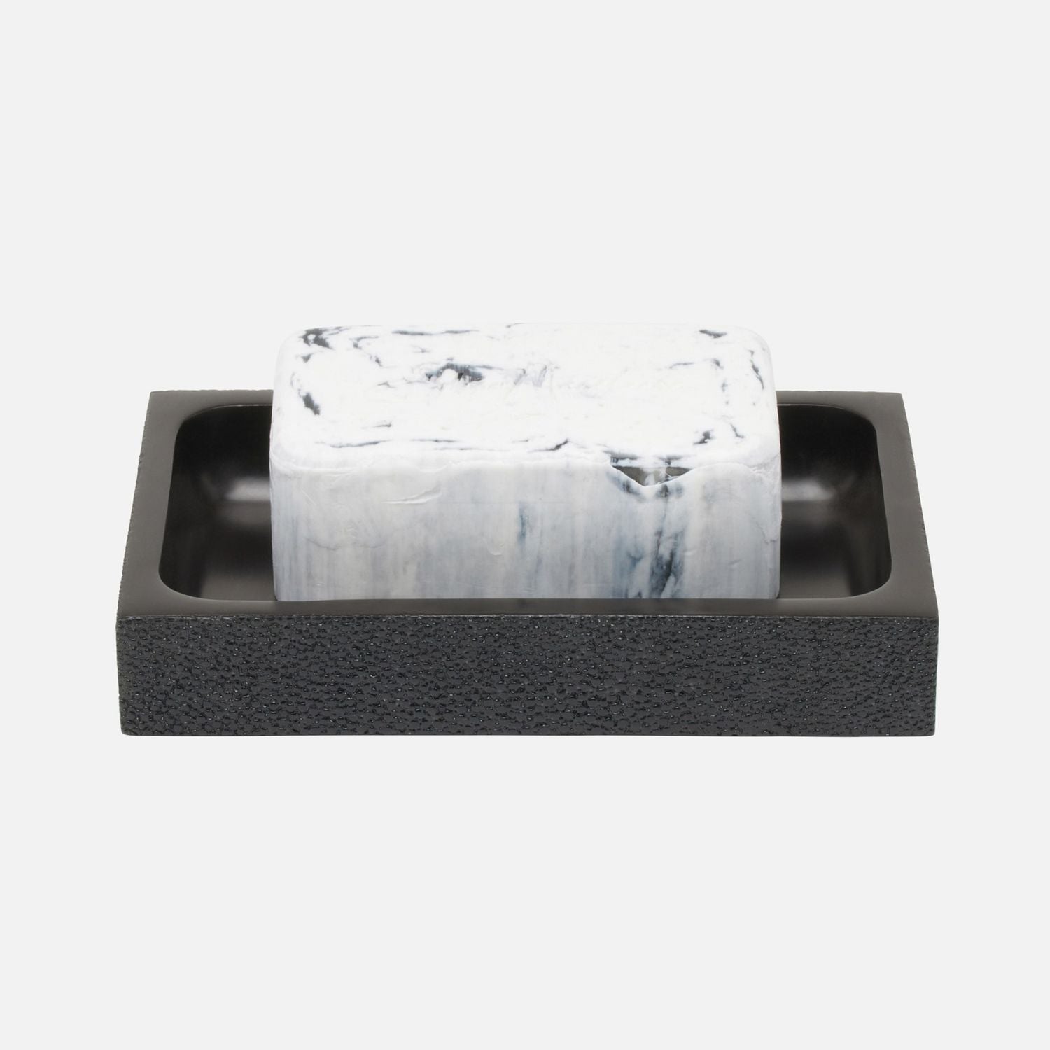 Manchester, Black, Soap Dish, Rectangular Straight, Realistic Faux Shagreen