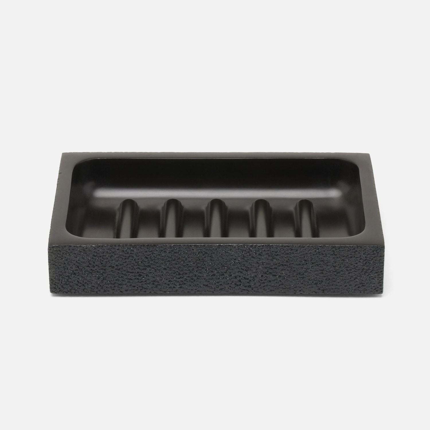 Manchester, Black, Soap Dish, Rectangular Straight, Realistic Faux Shagreen