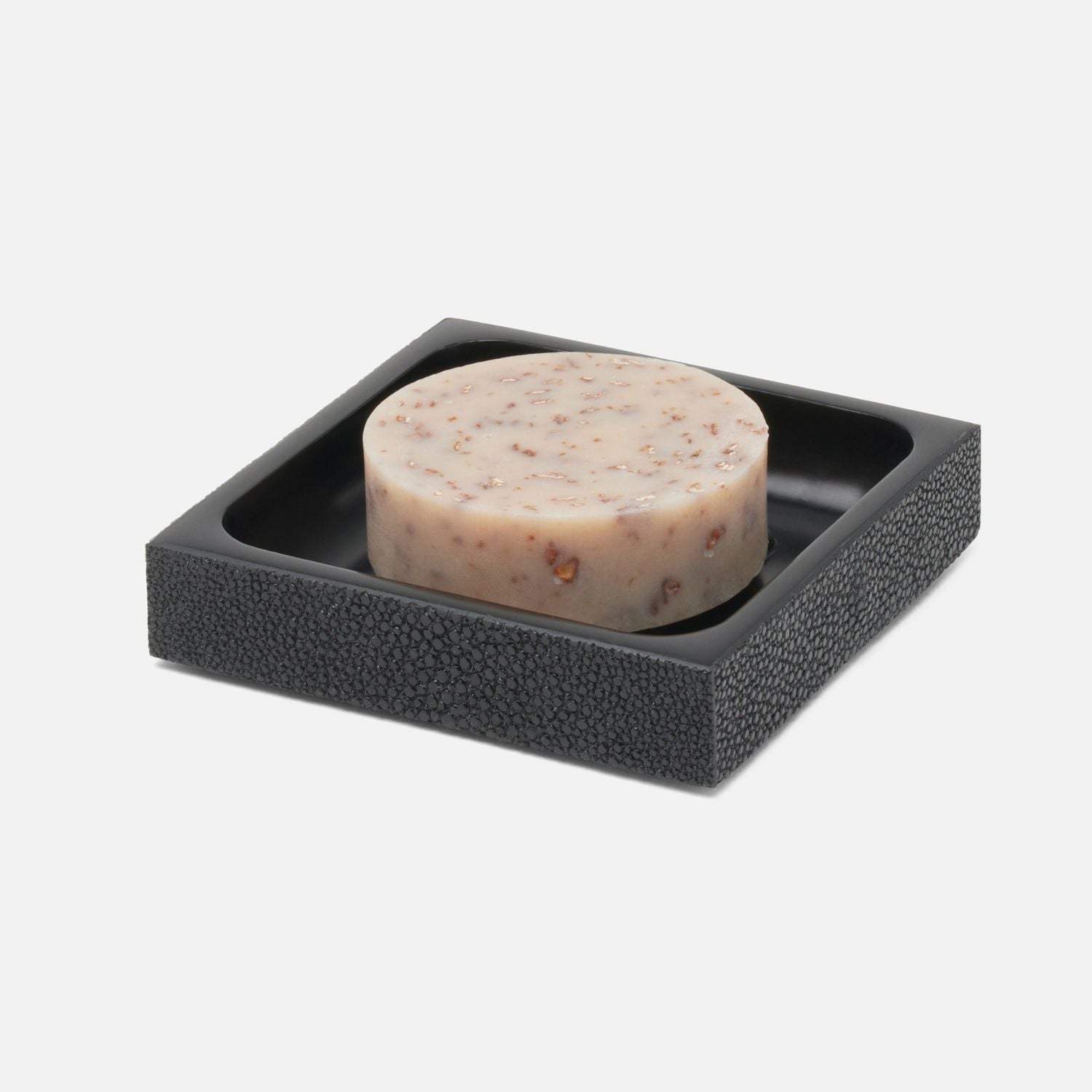 Manchester, Black, Soap Dish, Square Straight, Realistic Faux Shagreen