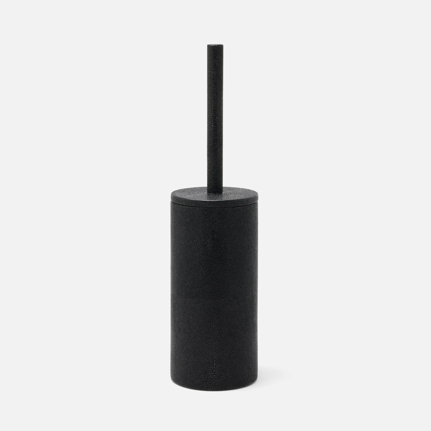 Manchester, Black, Toilet Brush Holder, Round, Realistic Faux Shagreen