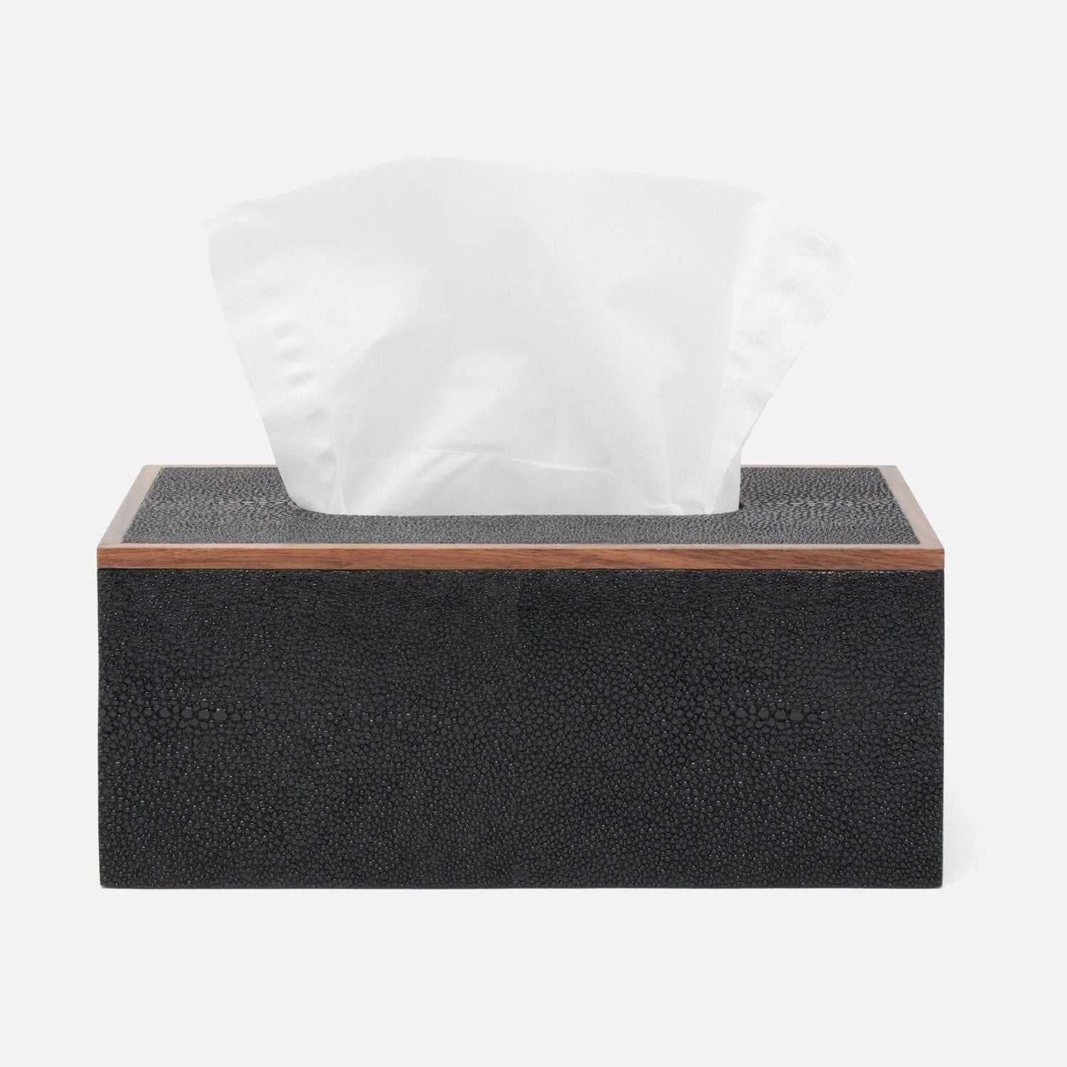 Manchester, Black, Tissue Box, Rectangular Straight, Realistic Faux Shagreen
