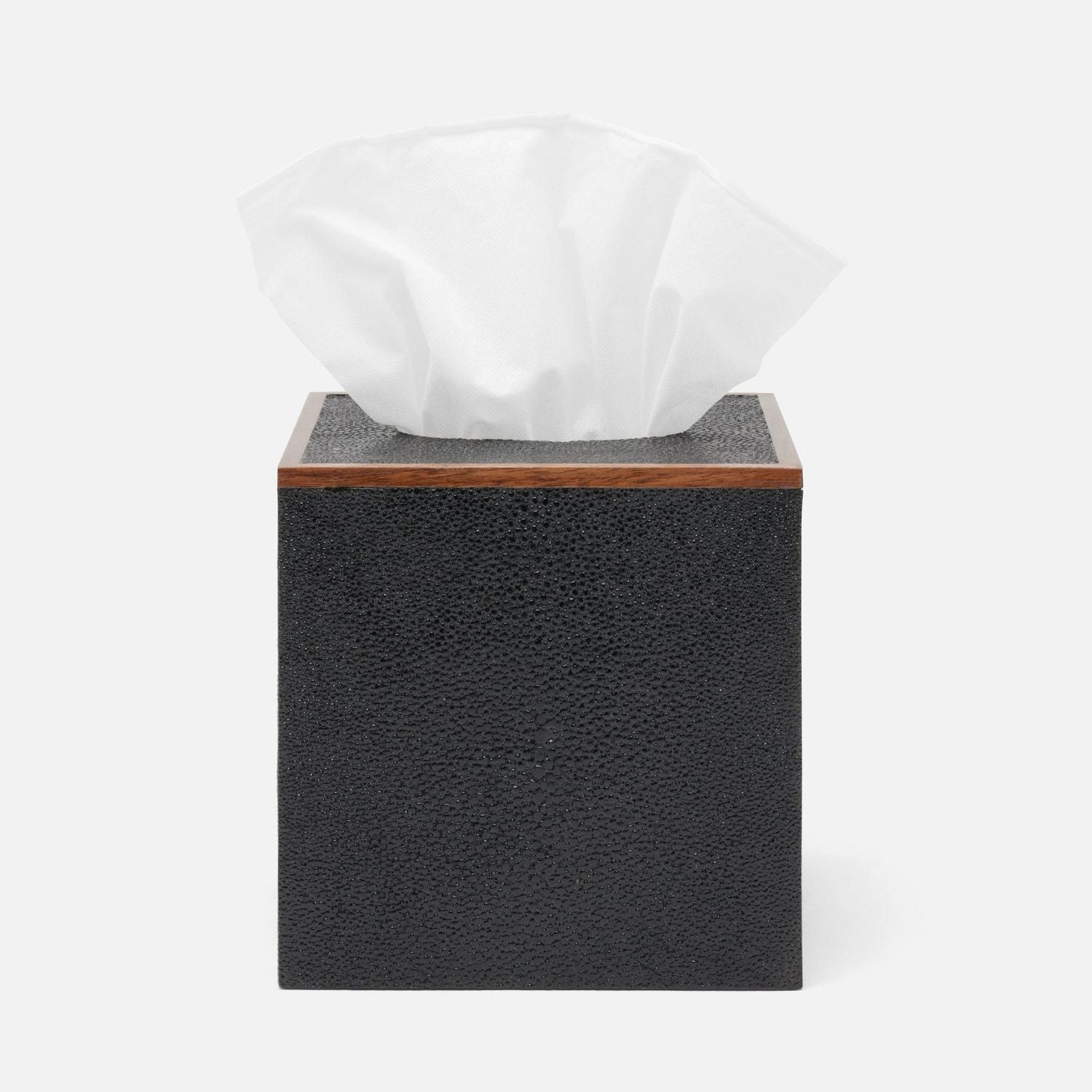 Manchester, Black, Tissue Box, Square Straight, Realistic Faux Shagreen