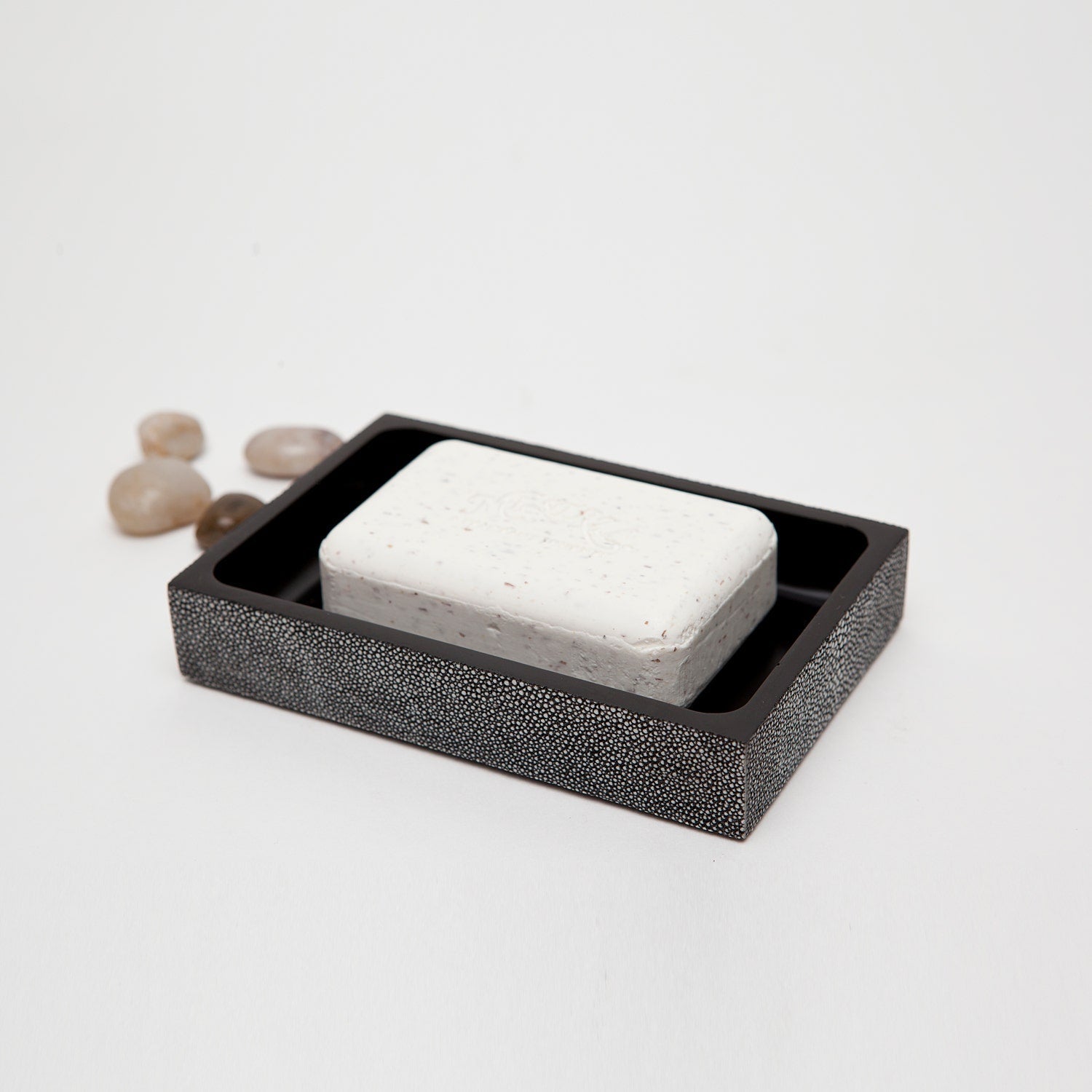 Manchester, Cool Gray, Soap Dish, Rectangular Straight, Realistic Faux Shagreen