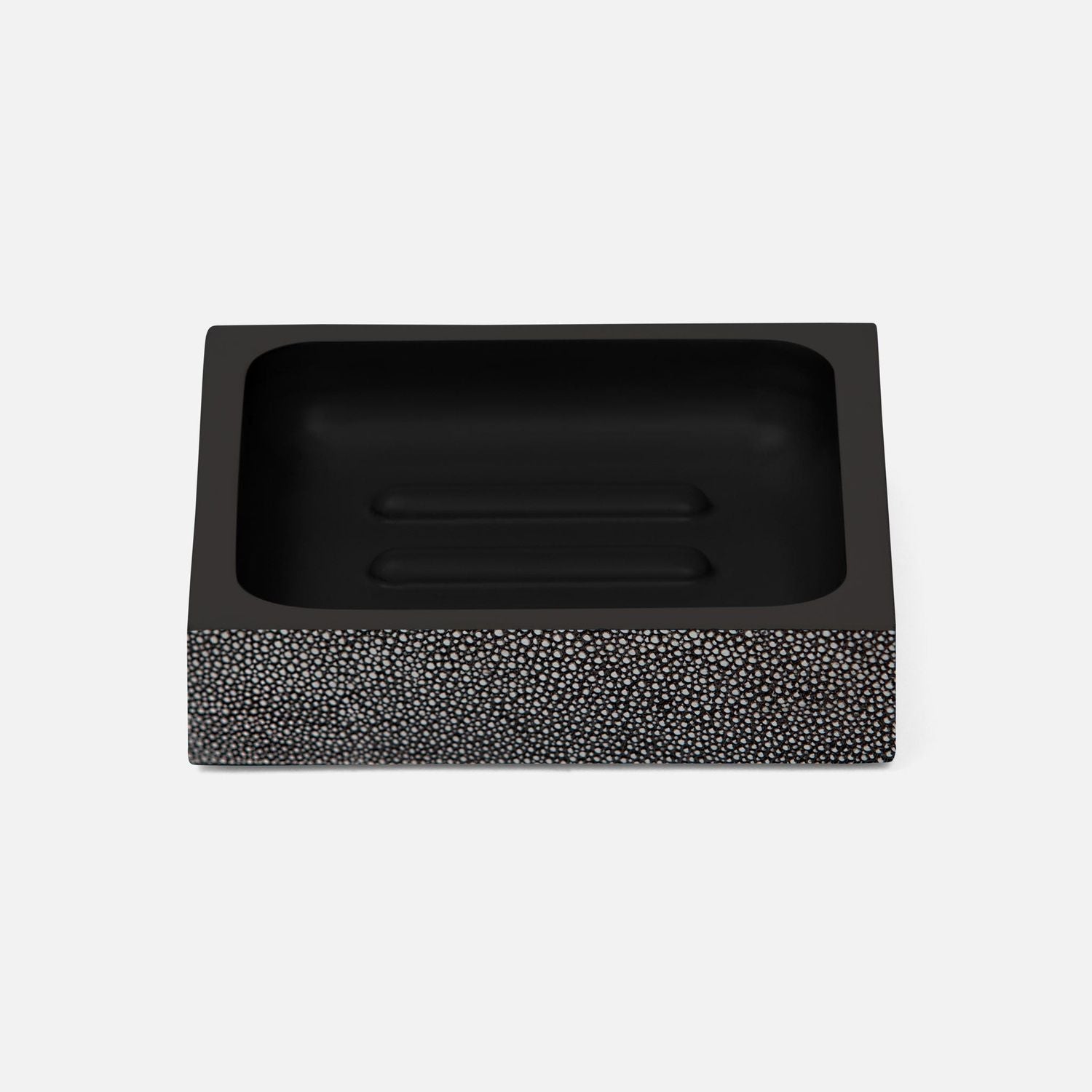 Manchester, Cool Gray, Soap Dish, Square Straight, Realistic Faux Shagreen
