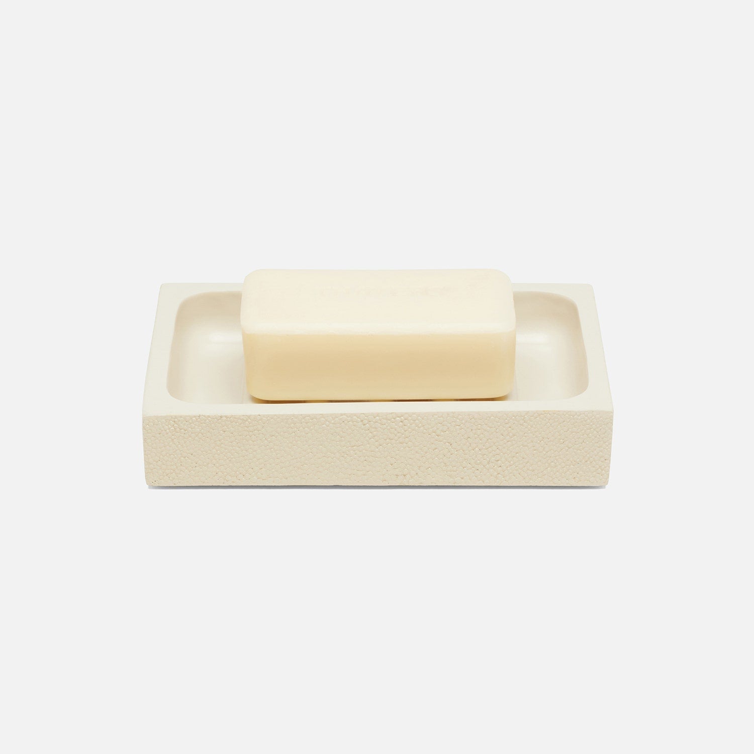 Manchester, Ivory, Soap Dish, Rectangular Straight, Realistic Faux Shagreen