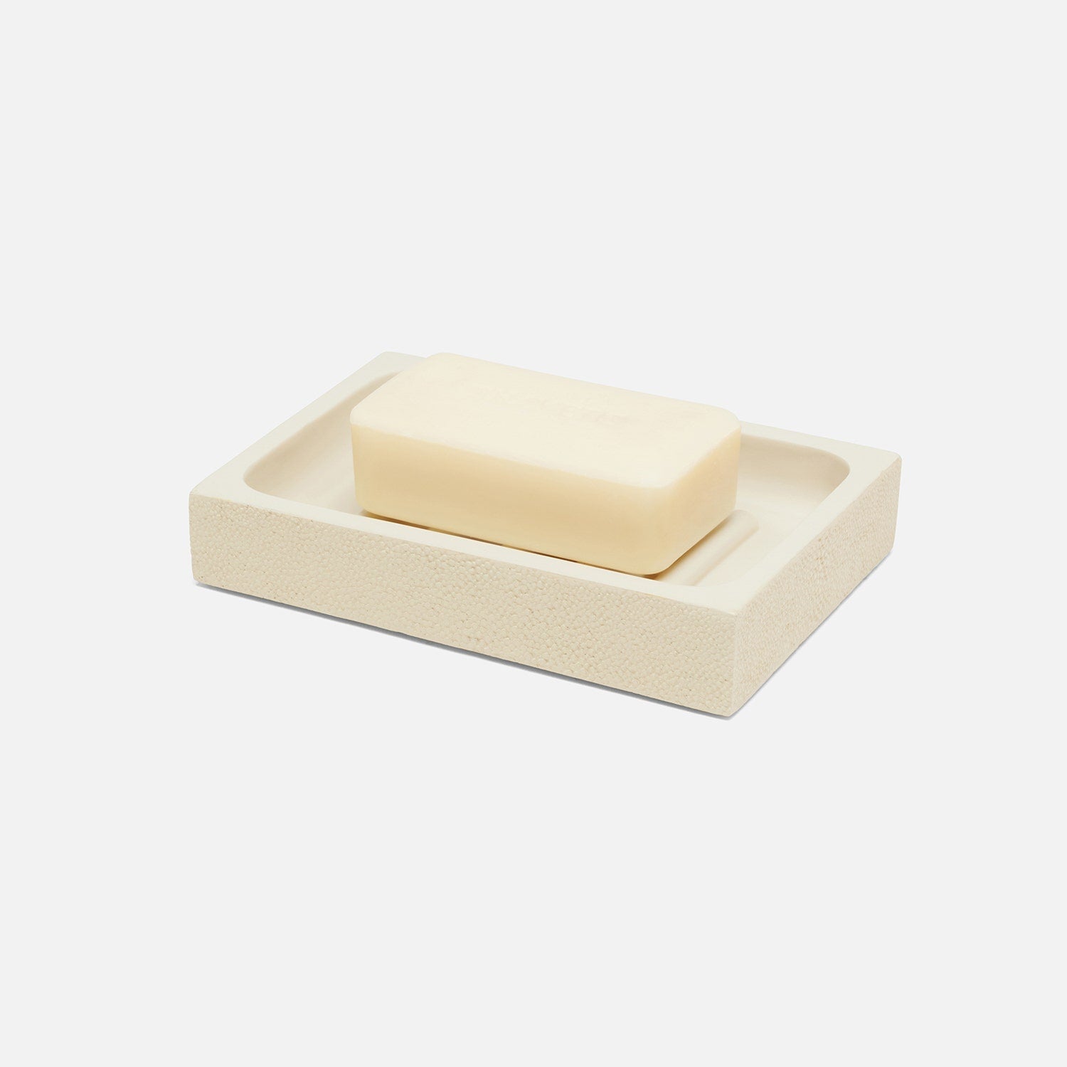 Manchester, Ivory, Soap Dish, Rectangular Straight, Realistic Faux Shagreen