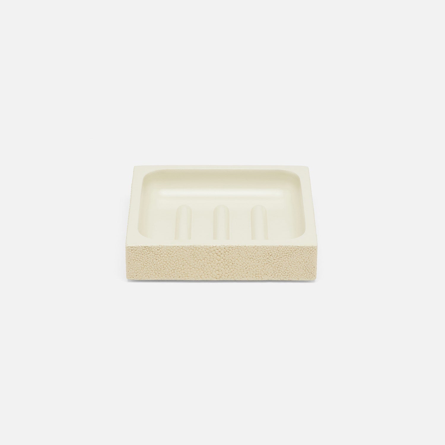 Manchester, Ivory, Soap Dish, Square Straight, Realistic Faux Shagreen