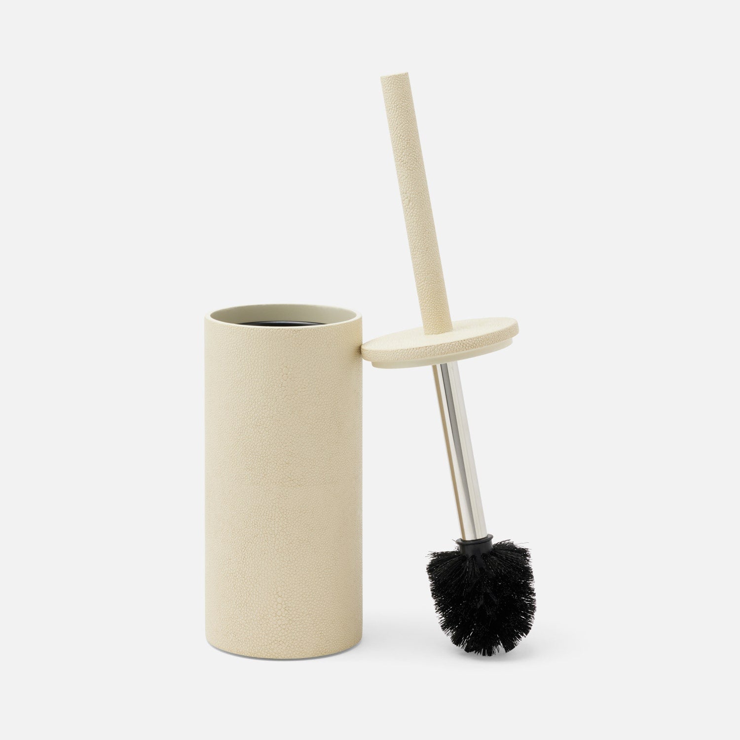Manchester, Ivory, Toilet Brush Holder, Round, Realistic Faux Shagreen