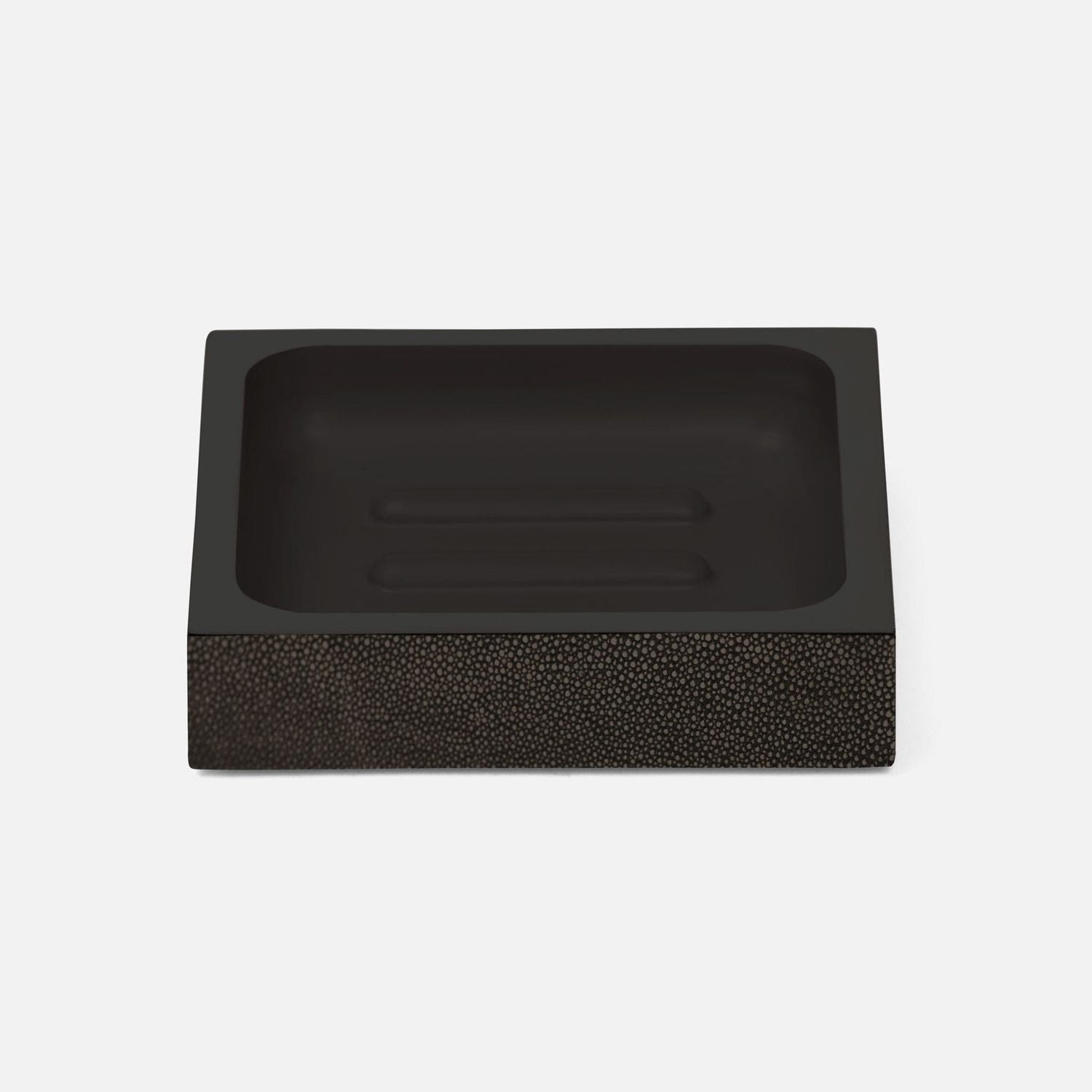 Manchester, Dark Mushroom, Soap Dish, Square Straight, Realistic Faux Shagreen