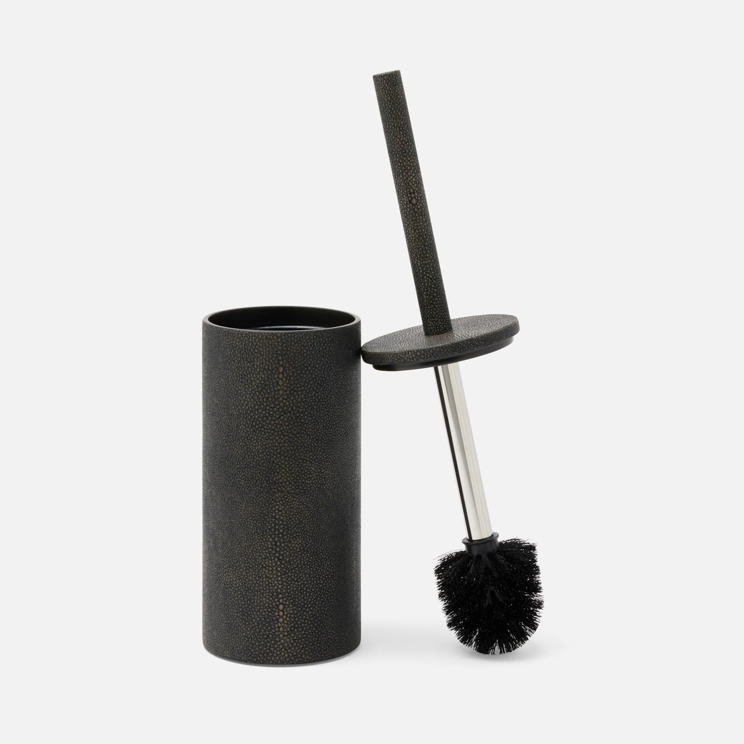 Manchester, Dark Mushroom, Toilet Brush Holder, Round, Realistic Faux Shagreen