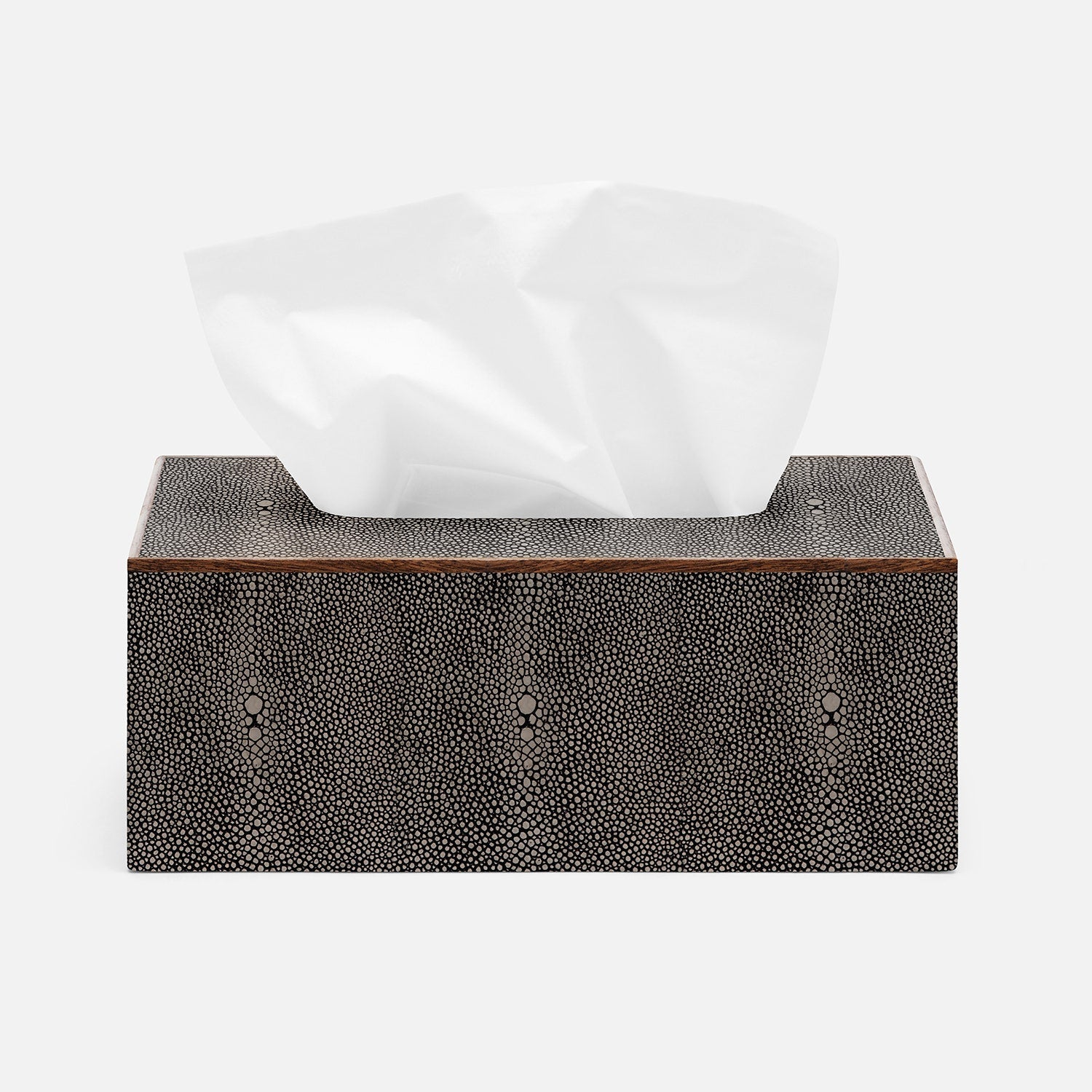 Manchester, Dark Mushroom, Tissue Box, Rectangular Straight, Realistic Faux Shagreen