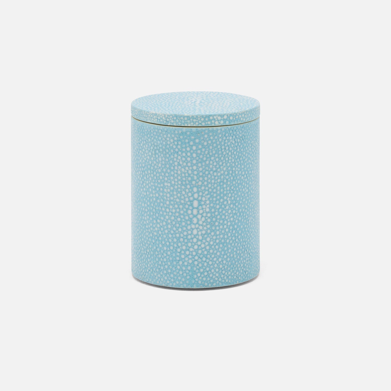 Manchester, Powder Blue, Canister, Round, Small, Realistic Faux Shagreen