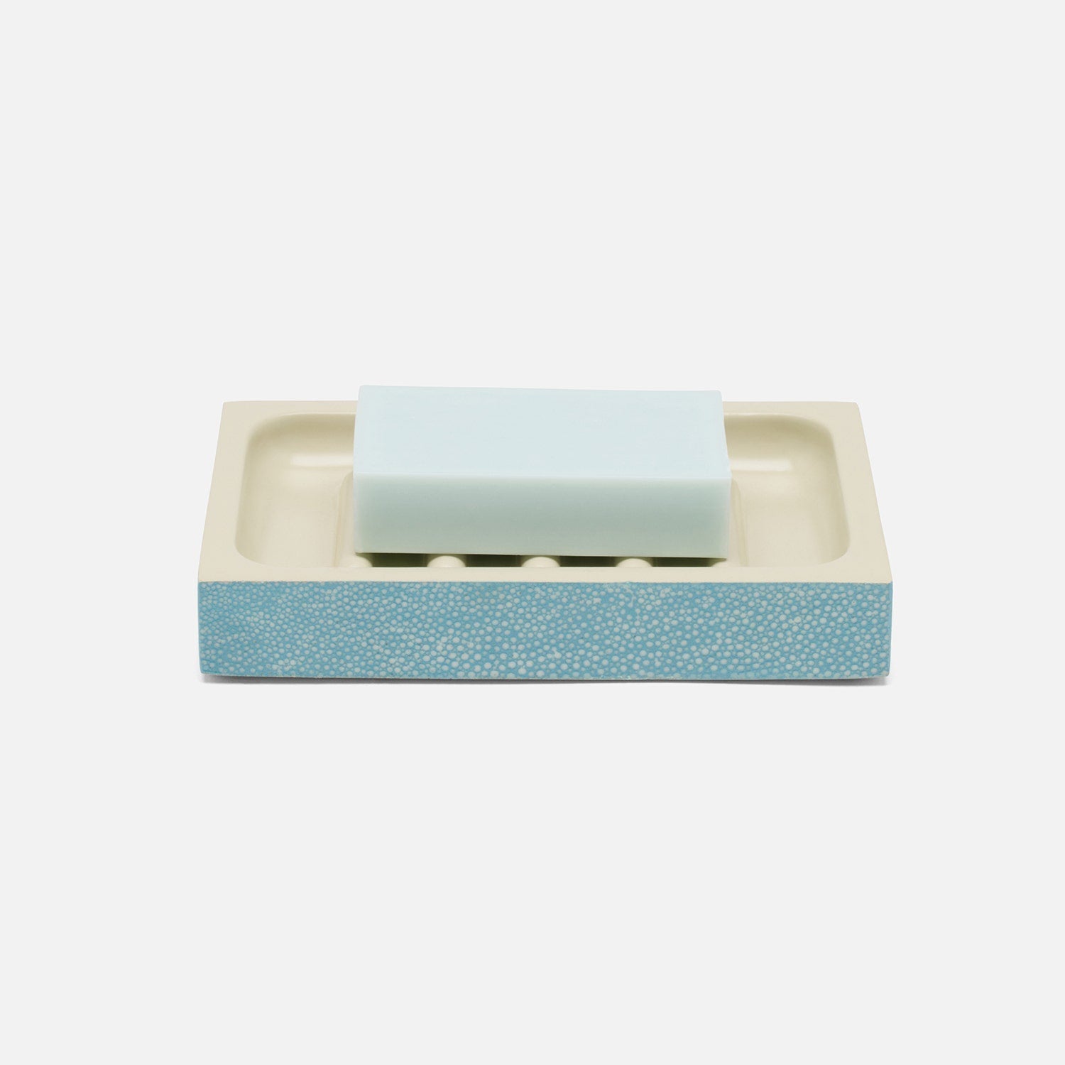 Manchester, Powder Blue, Soap Dish, Rectangular Straight, Realistic Faux Shagreen
