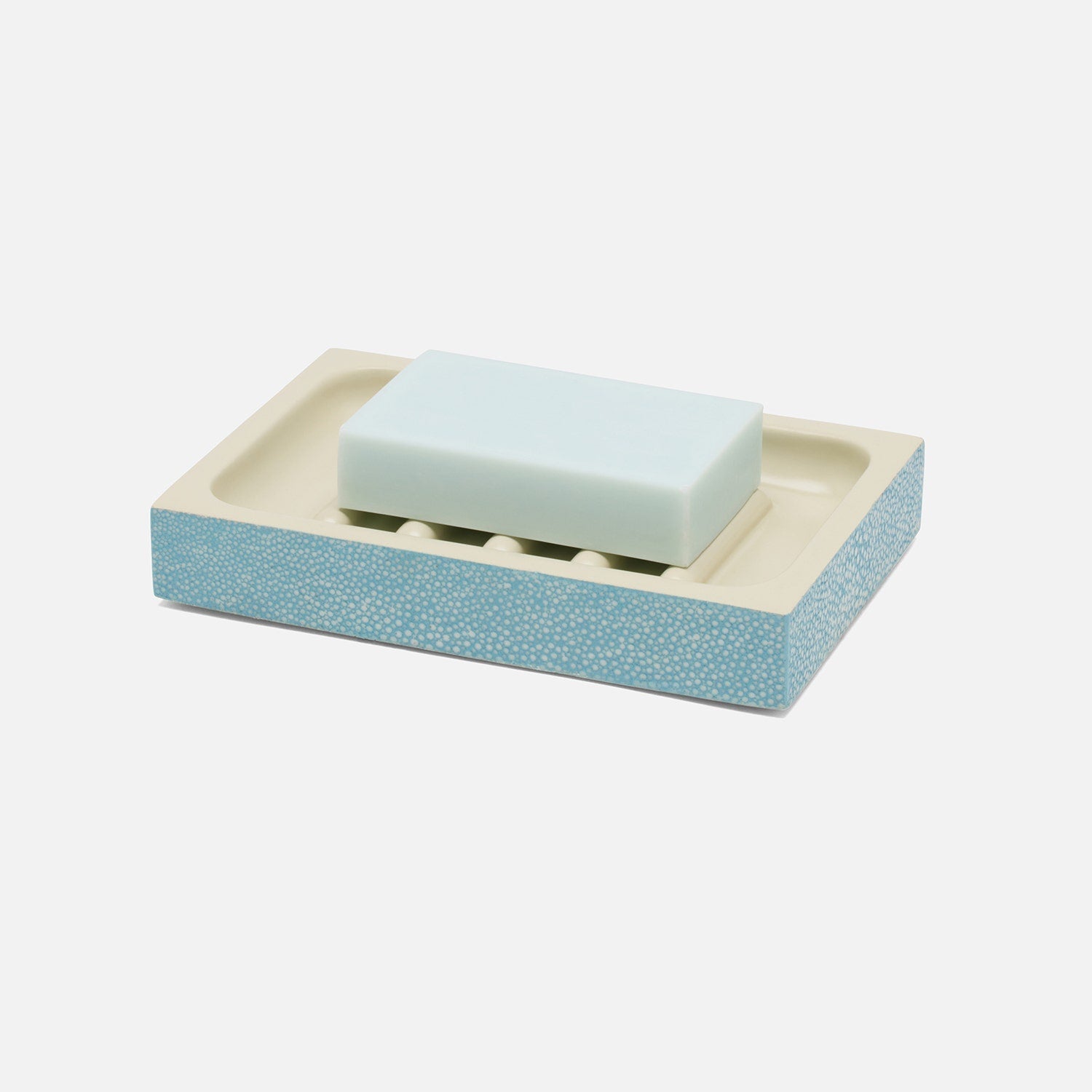 Manchester, Powder Blue, Soap Dish, Rectangular Straight, Realistic Faux Shagreen