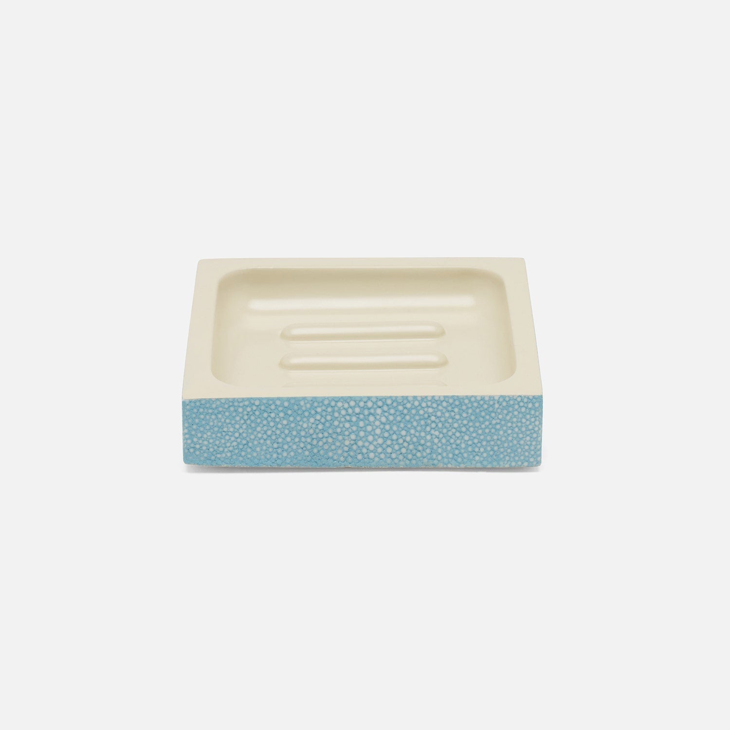 Manchester, Powder Blue, Soap Dish, Square Straight, Realistic Faux Shagreen