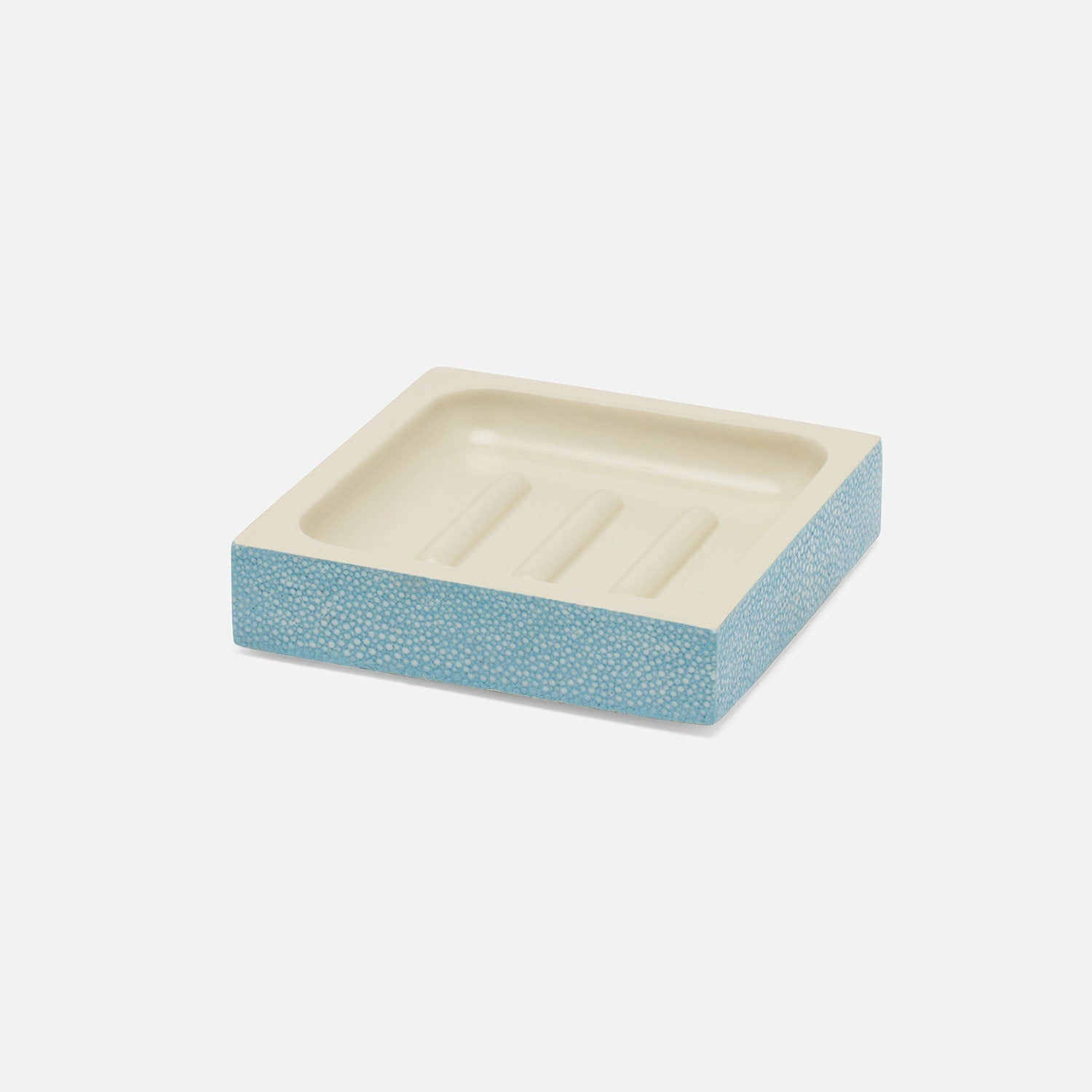 Manchester, Powder Blue, Soap Dish, Square Straight, Realistic Faux Shagreen