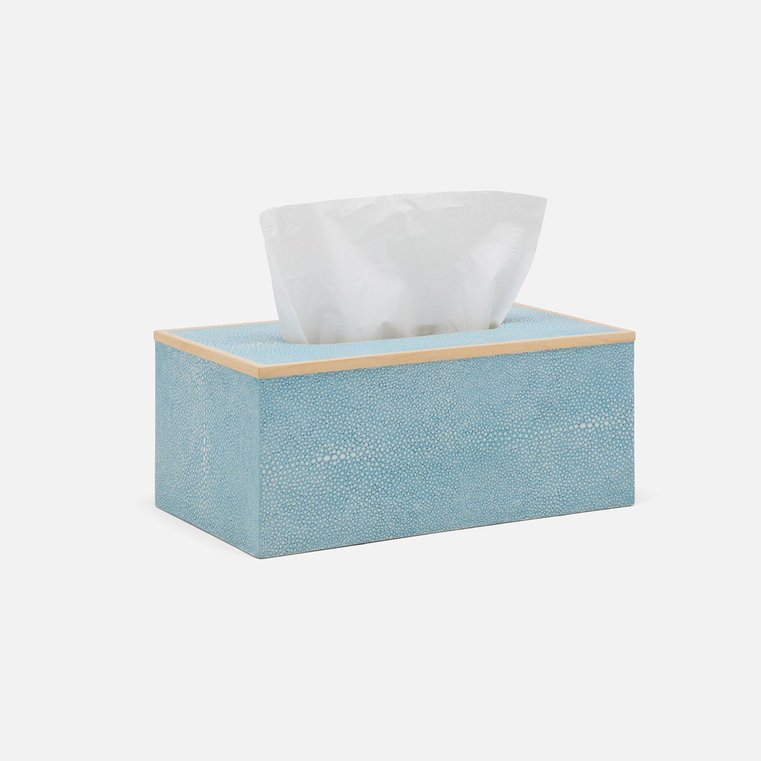 Manchester, Powder Blue, Tissue Box, Rectangular Straight, Realistic Faux Shagreen