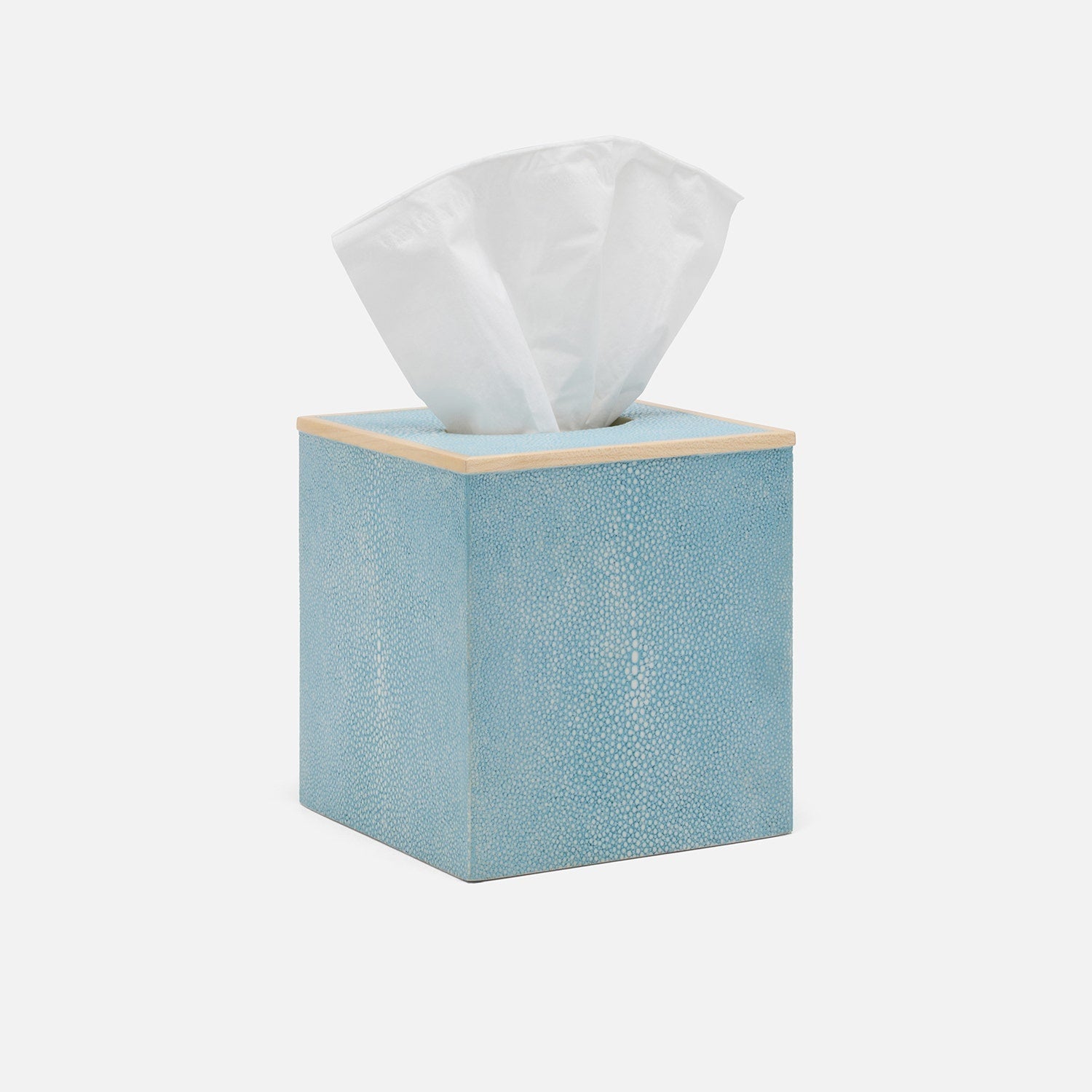 Manchester, Powder Blue, Tissue Box, Square Straight, Realistic Faux Shagreen