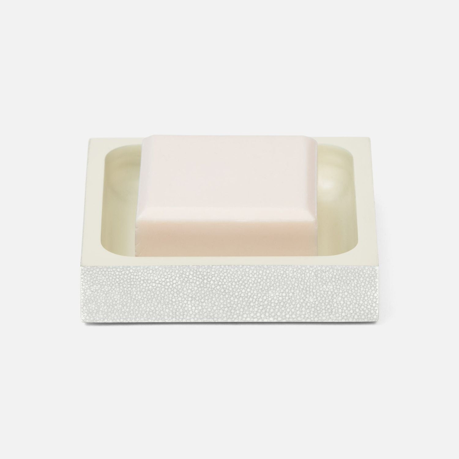 Manchester, Snow, Soap Dish, Square Straight, Realistic Faux Shagreen