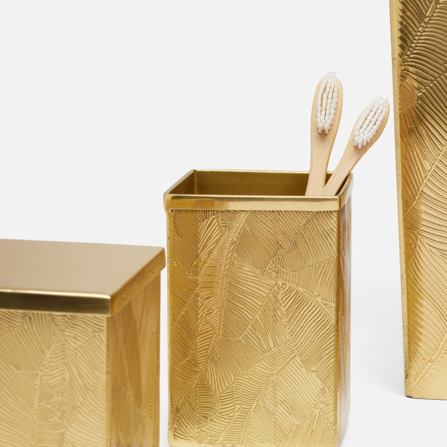 Mancora, Shiny Stainless Steel, Brush Holder, Square Straight, Etched Stainless Steel