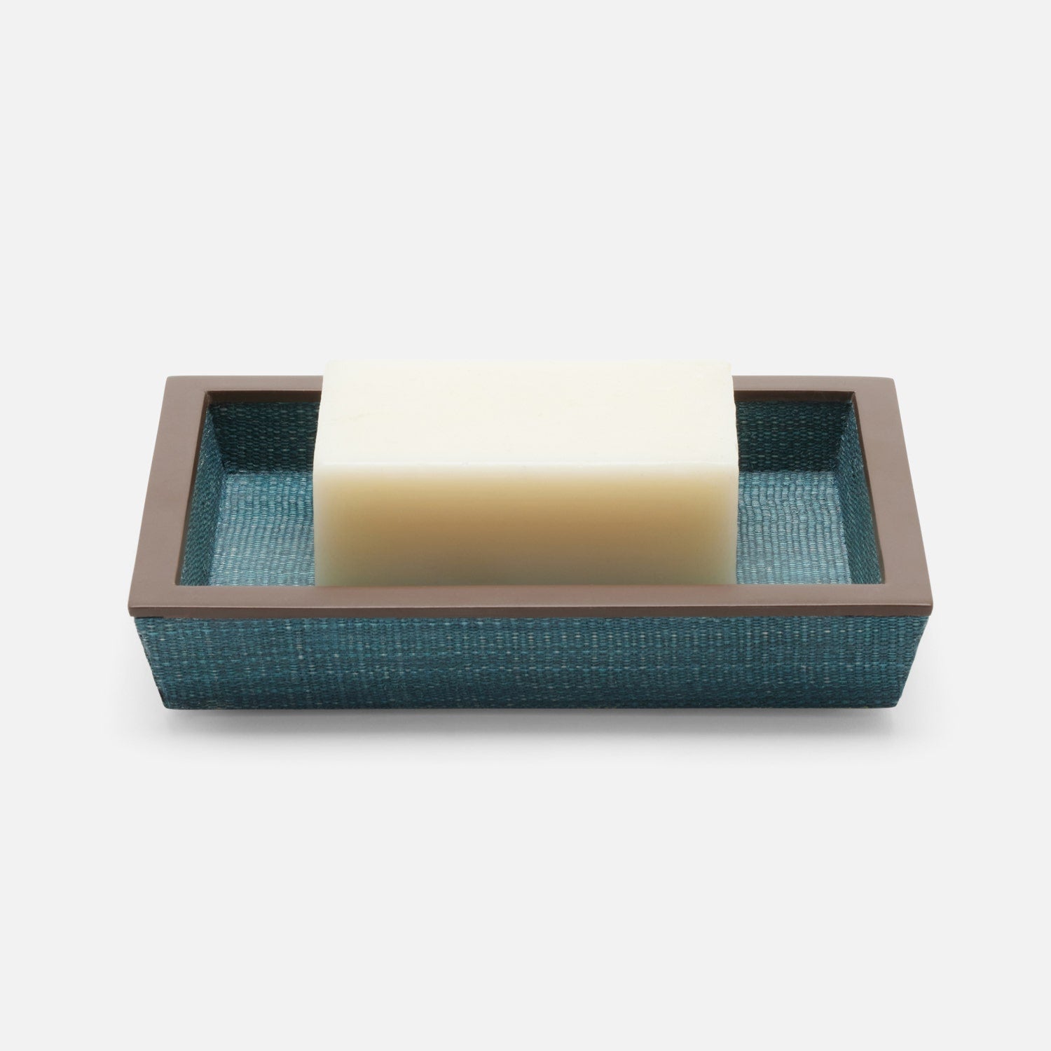 Maranello, Teal/Brown, Soap Dish, Rectangular Tapered, Abaca/Resin