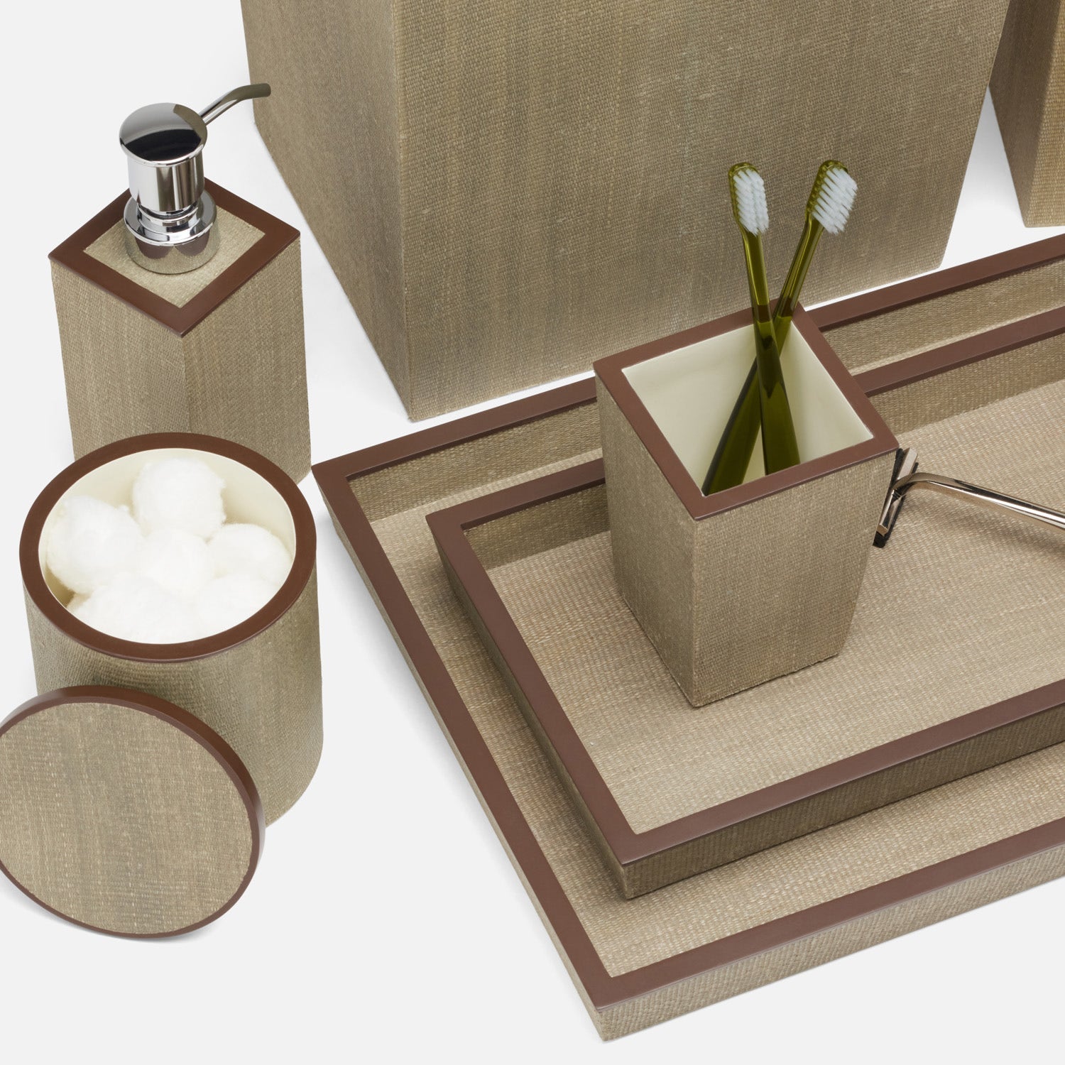Maranello, Taupe/Brown, Canister, Round, Abaca/Resin