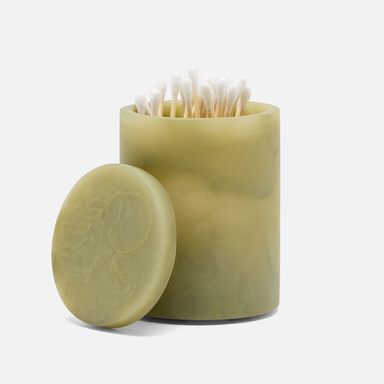 Novo, Pale Jade Swirled, Canister, Round, Small, Resin