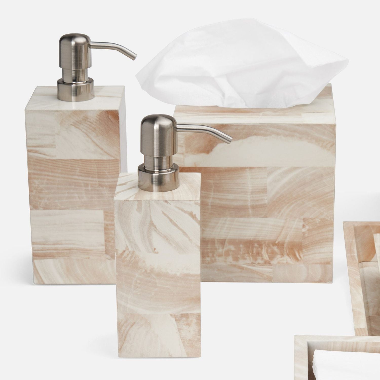 Palermo Ii, Xl Soap Pump, Square Straight, Faux Clamstone
