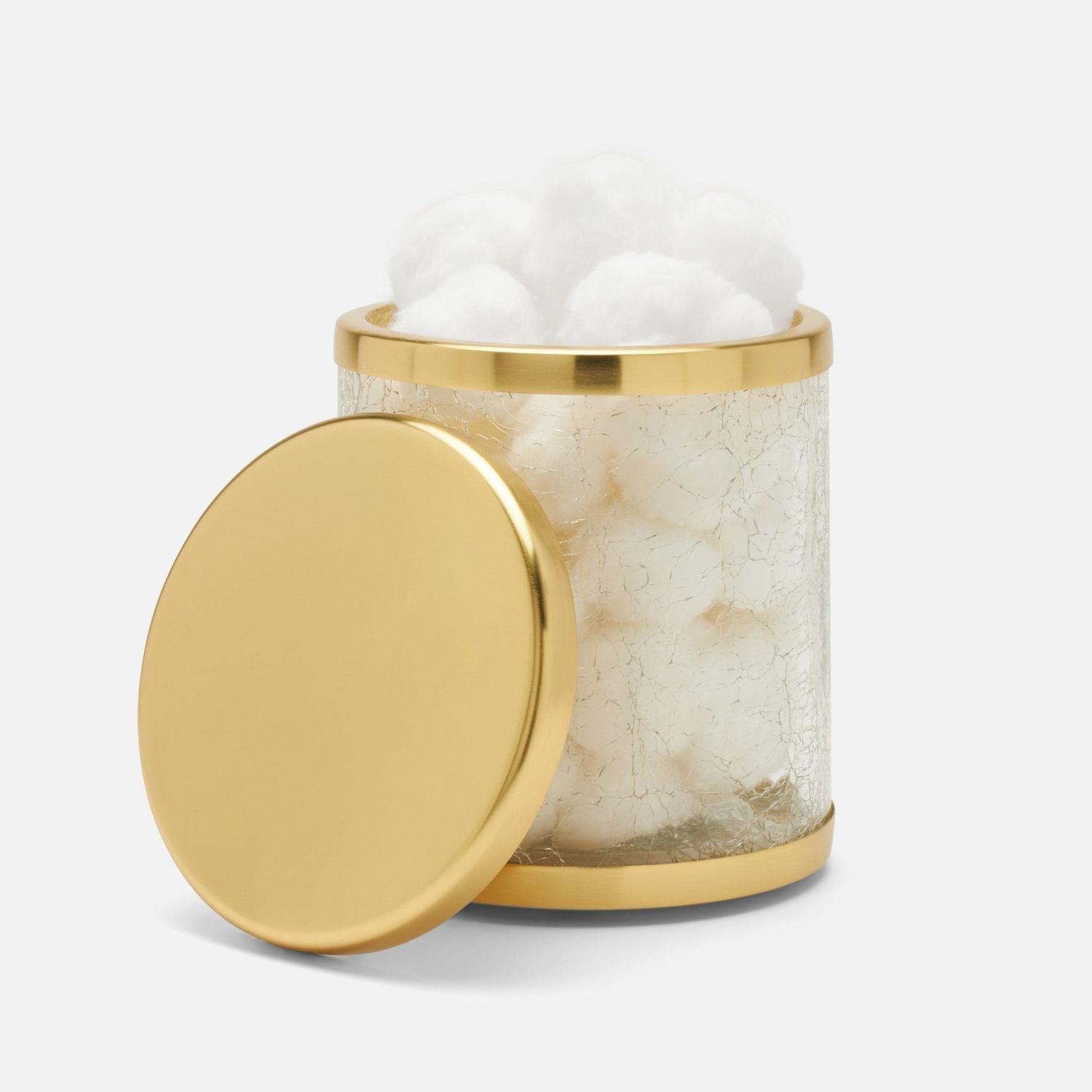 Pomaria, Brushed Gold, Canister, Large, Round, Glass/Stainless Steel