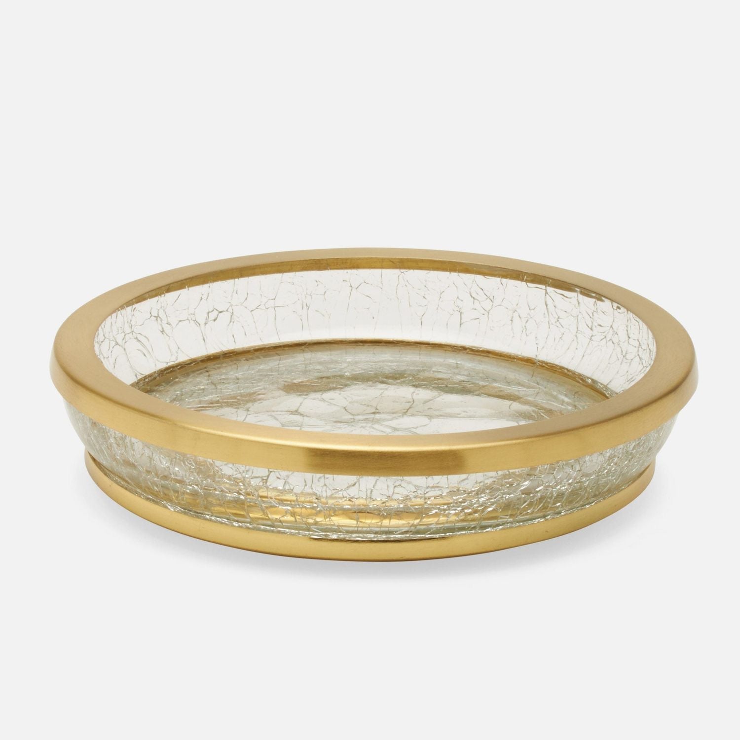 Pomaria, Brushed Gold, Soap Dish, Round, Glass/Stainless Steel