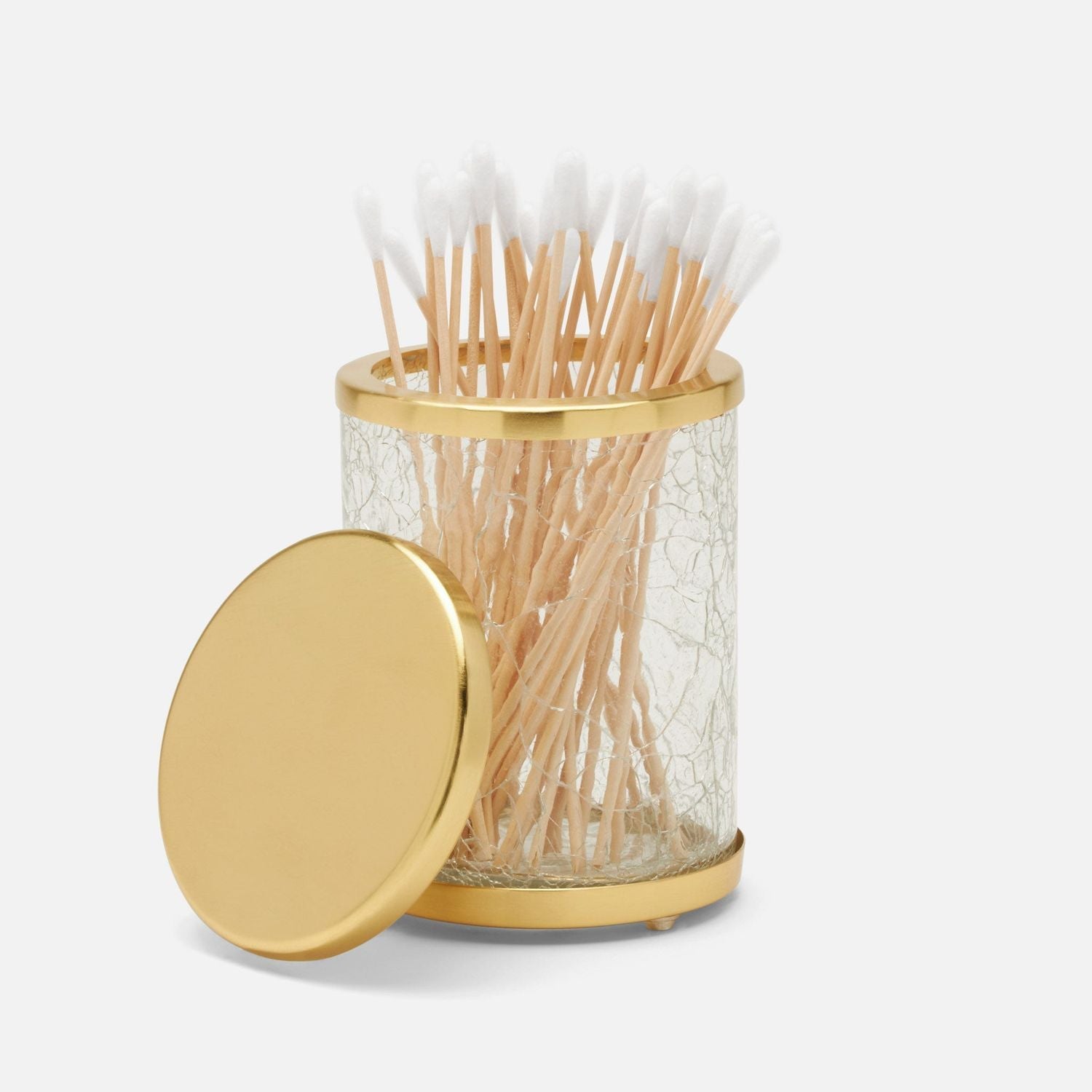 Pomaria, Brushed Gold, Canister, Small, Round, Glass/Stainless Steel