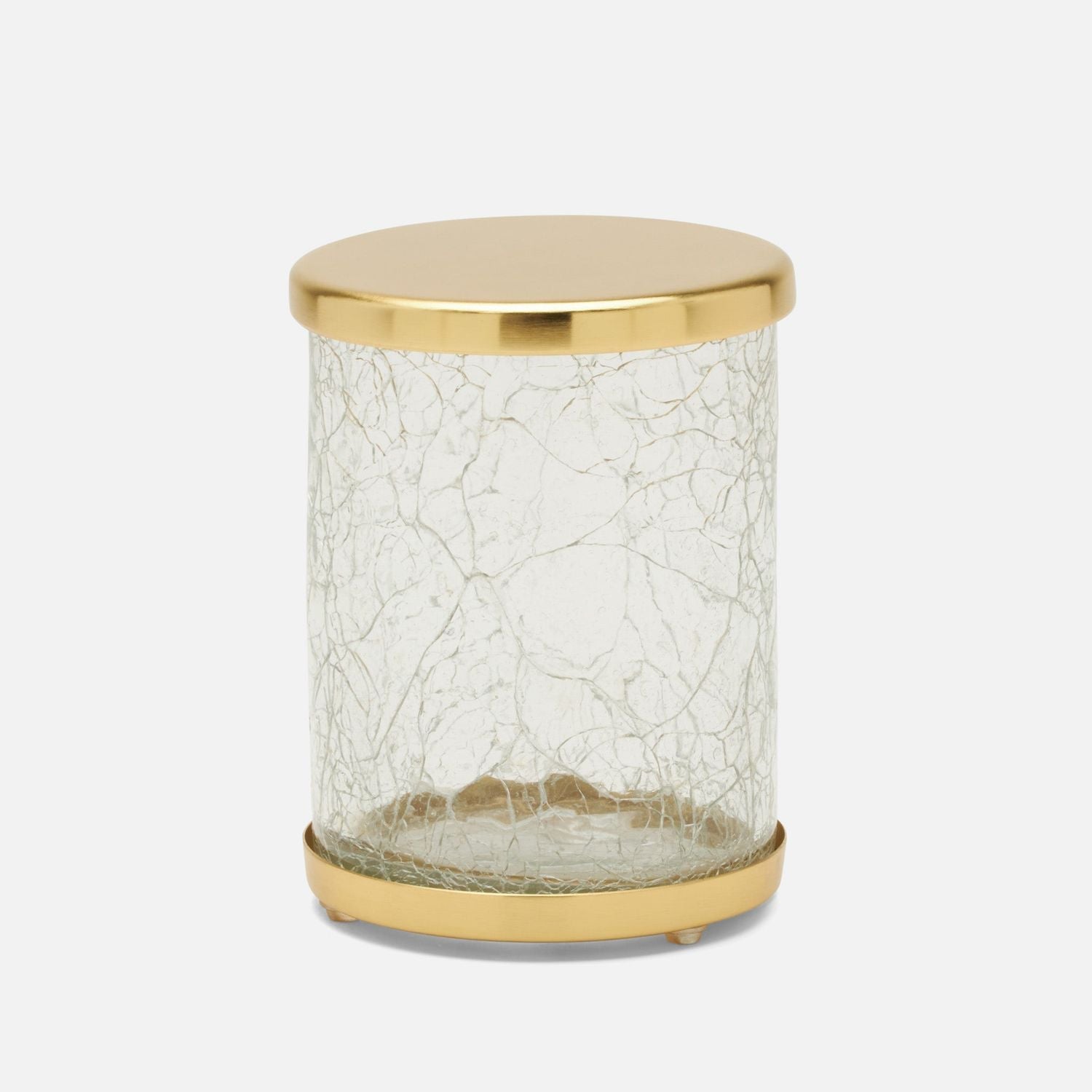 Pomaria, Brushed Gold, Canister, Small, Round, Glass/Stainless Steel