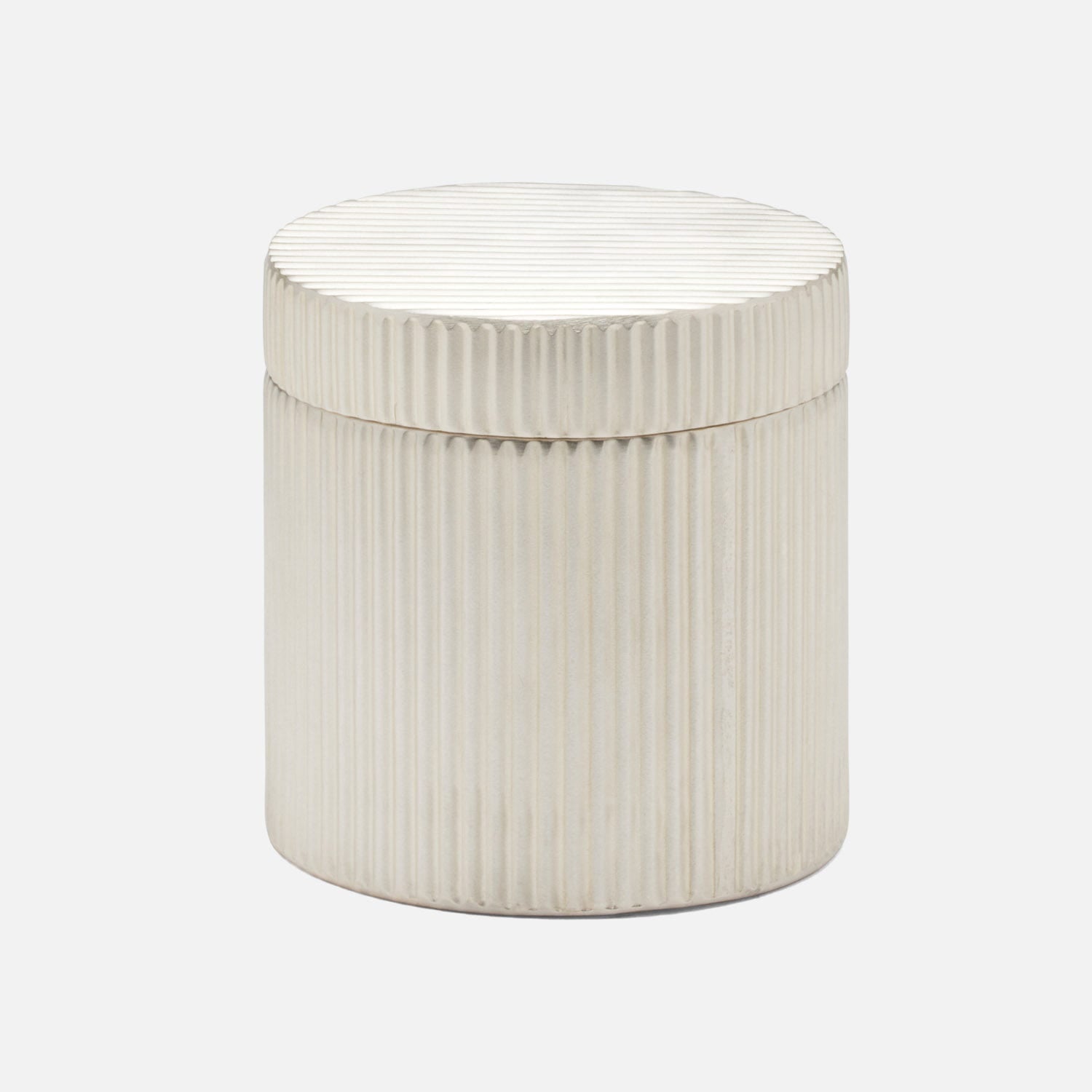 Redon, Matte Silver, Canister, Round, Large, Ribbed Metal