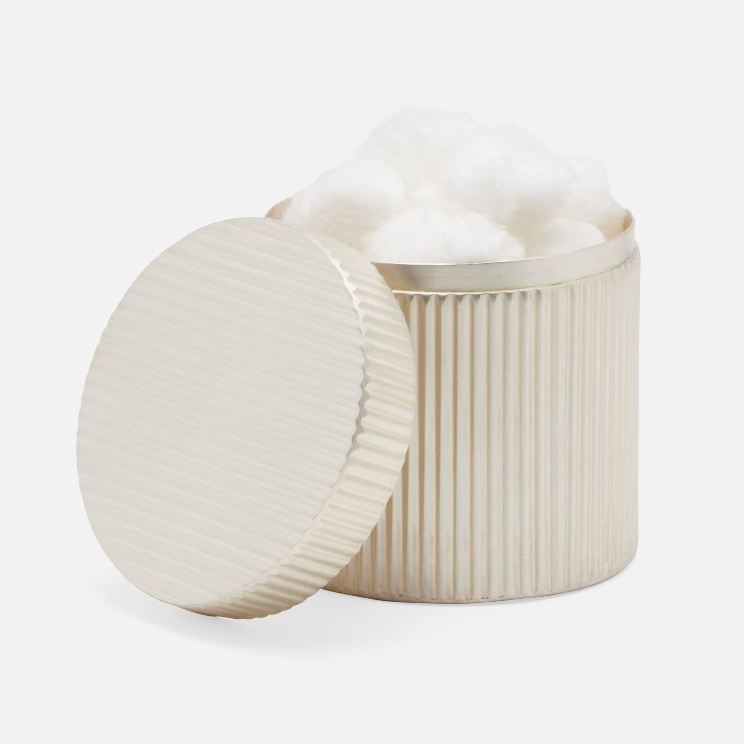 Redon, Matte Silver, Canister, Round, Large, Ribbed Metal