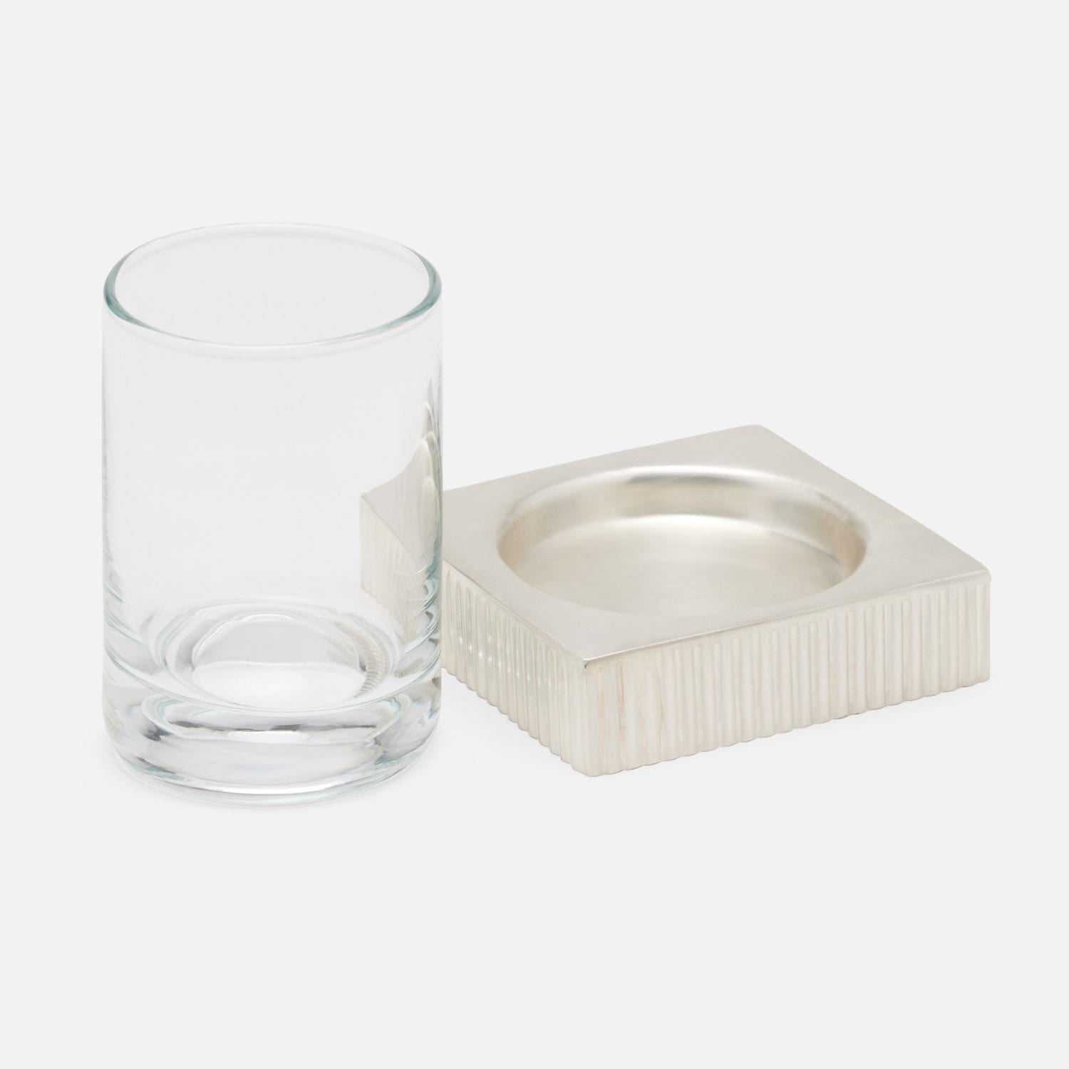 Redon, Matte Silver, Tumbler Set, Square Straight, Ribbed Metal, M/2