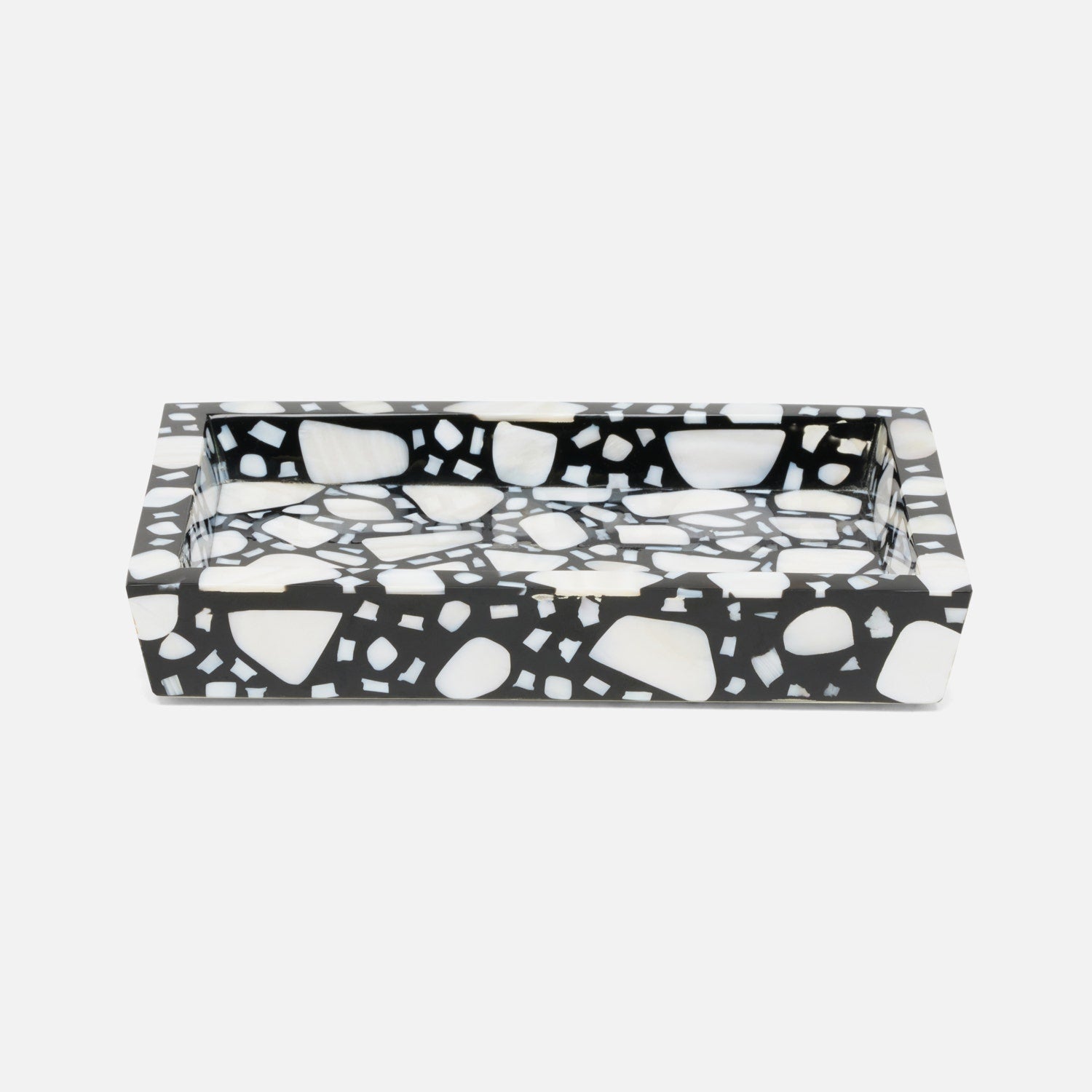 Remini, Black/White, Soap Dish, Rectangular Tapered, Resin/Shell