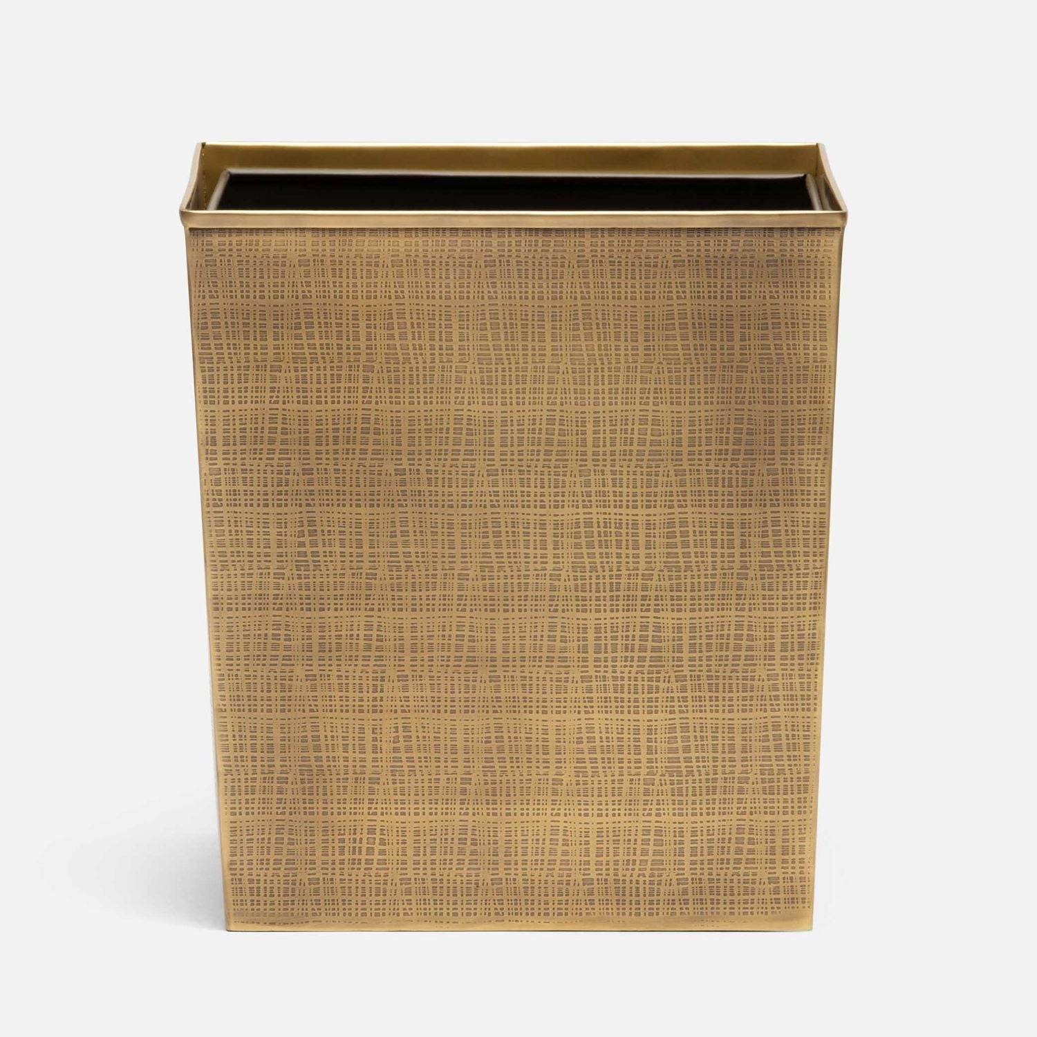 Remy, Antique Brass, Wastebasket, Rectangular Tapered, Textured Stainless Steel